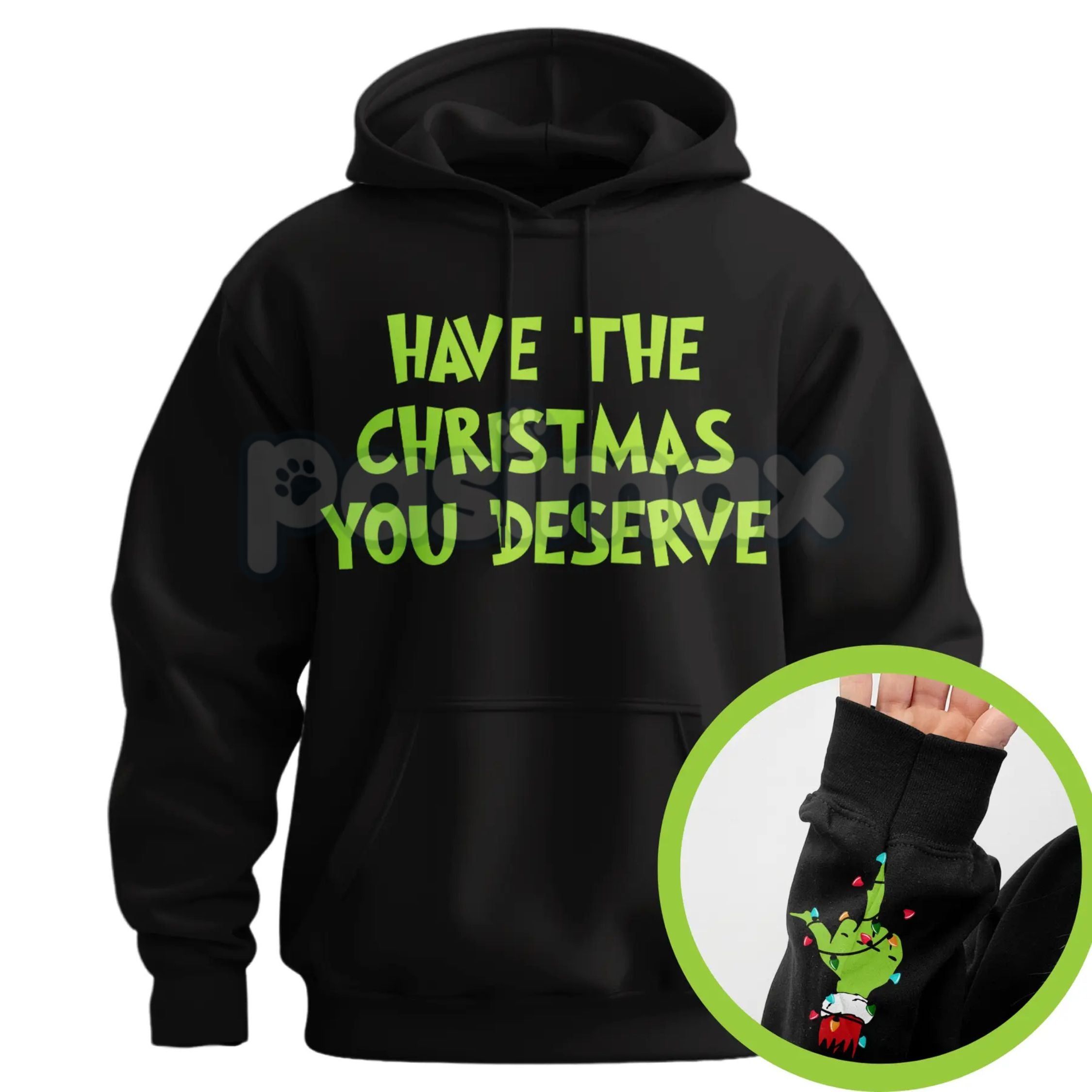 Pasimax "Have The Christmas You Deserve" Middle Finger Hoodie – Funny Holiday Statement Pullover, Sarcastic Seasonal Apparel,
