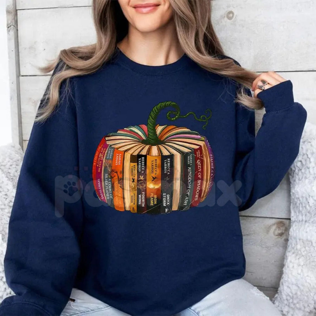Pasimax Fourth Wing Book Pumpkin Sweatshirt — lifestyle context