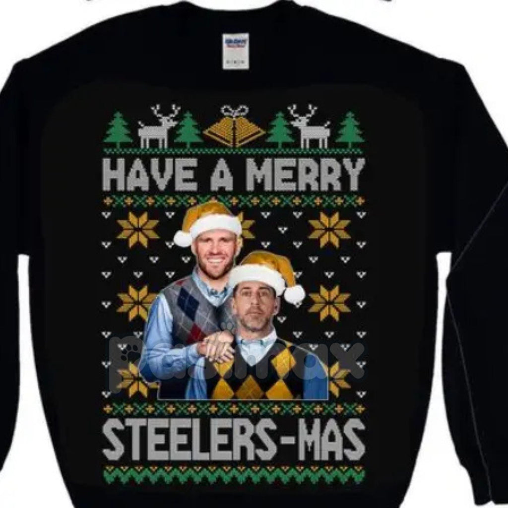 Pasimax Vintage Christmas All Team Football Step Brothers Crewneck – Funny Holiday Movie Sweatshirt (Black) — lifestyle conte