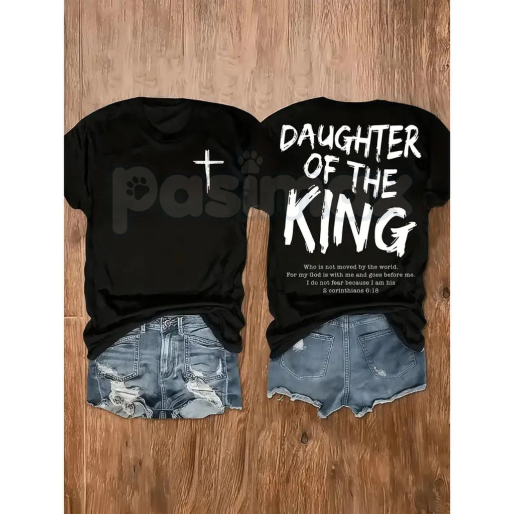 Pasimax "Daughter of the King" Women's Christian T-Shirt - Inspirational Faith-Based Graphic Tee, Premium 100% Cotton Religio