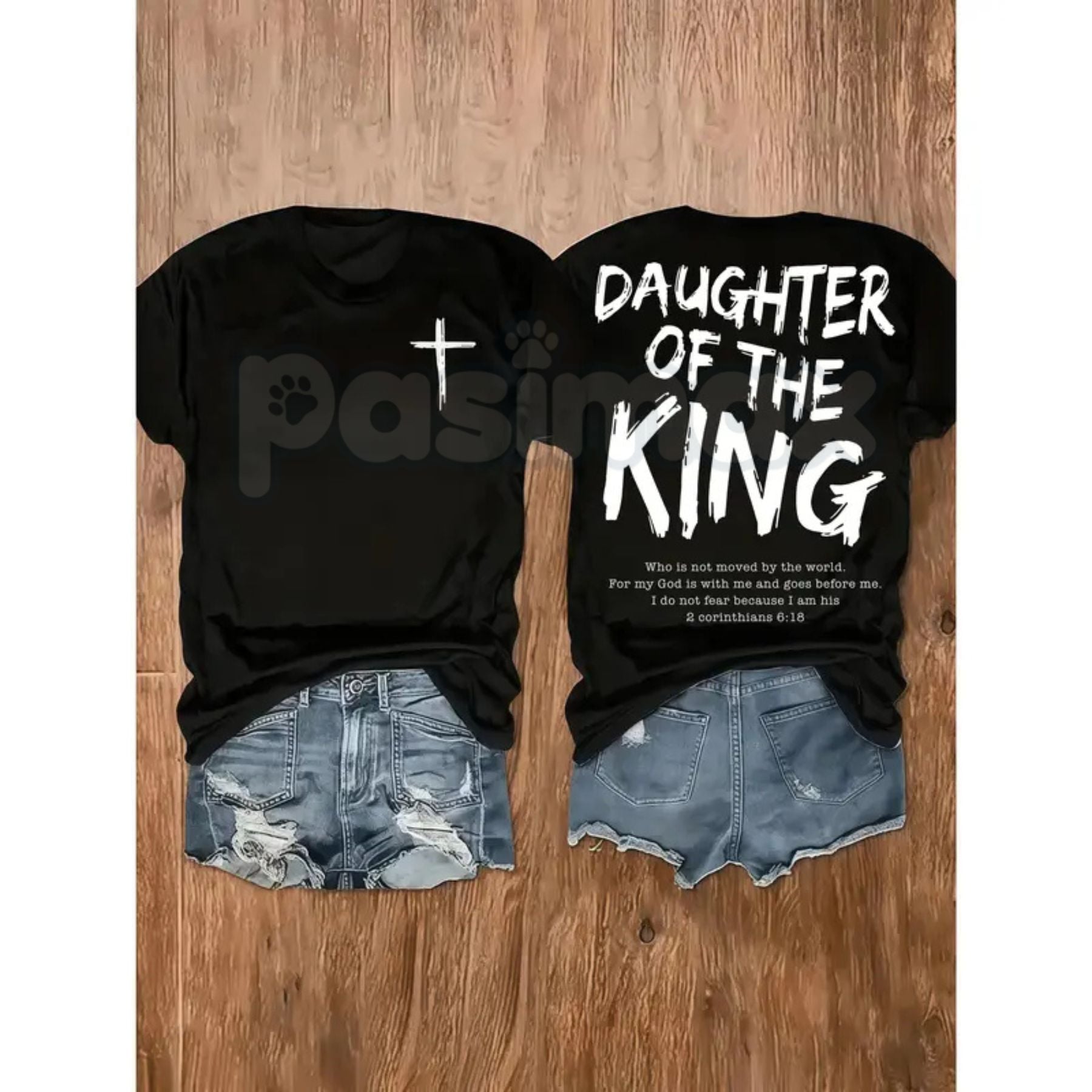 Pasimax "Daughter of the King" Women's Christian T-Shirt - Inspirational Faith-Based Graphic Tee, Premium 100% Cotton Religio