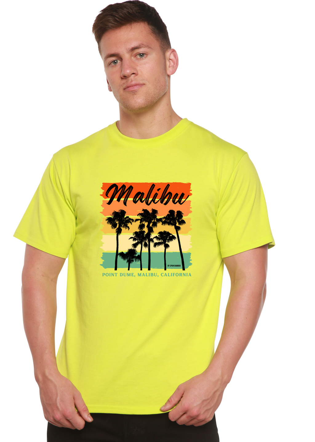 Spun Bamboo Malibu Unisex Bamboo Viscose/Organic Cotton Short Sleeve Graphic T-Shirt — size reference