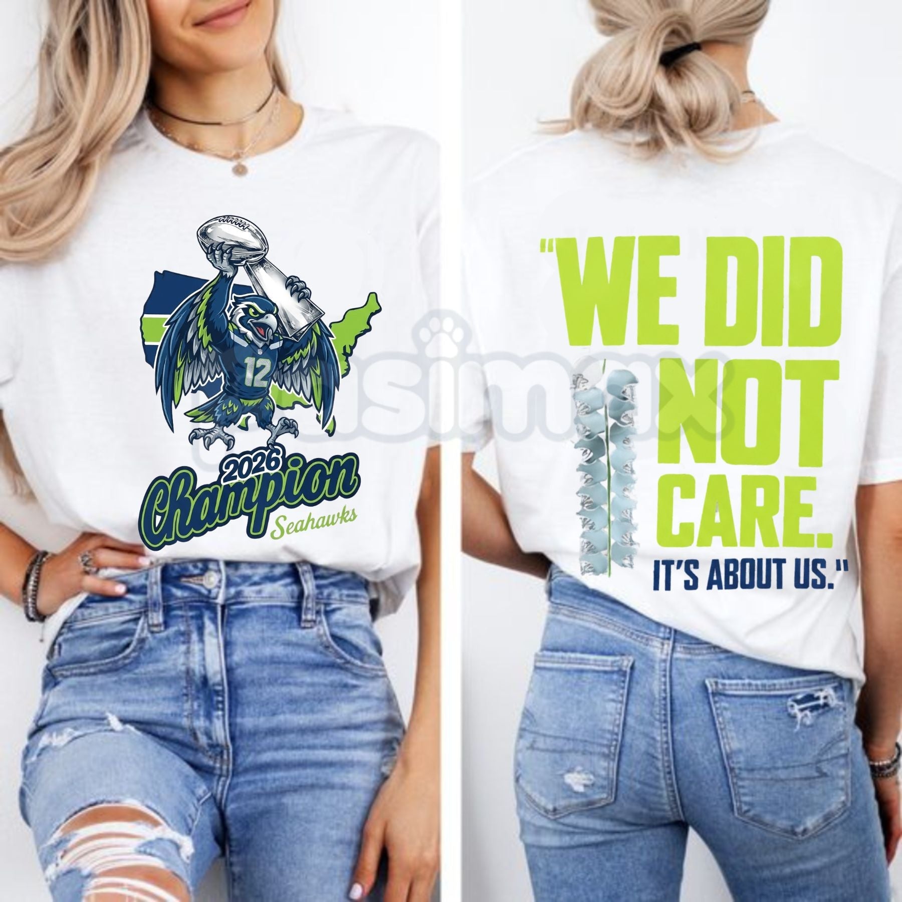 Pasimax Seahawks 2026 "We Did Not Care" T-Shirt - Seattle Football Championship Fan Tee, Defiant 12th Man Graphic Shirt, Prem