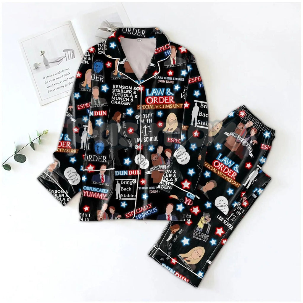 Pasimax Law & Order Pajamas Set - Movie Christmas Sleepwear for Women, Comfortable Loungewear, Holiday Gift — lifestyle conte