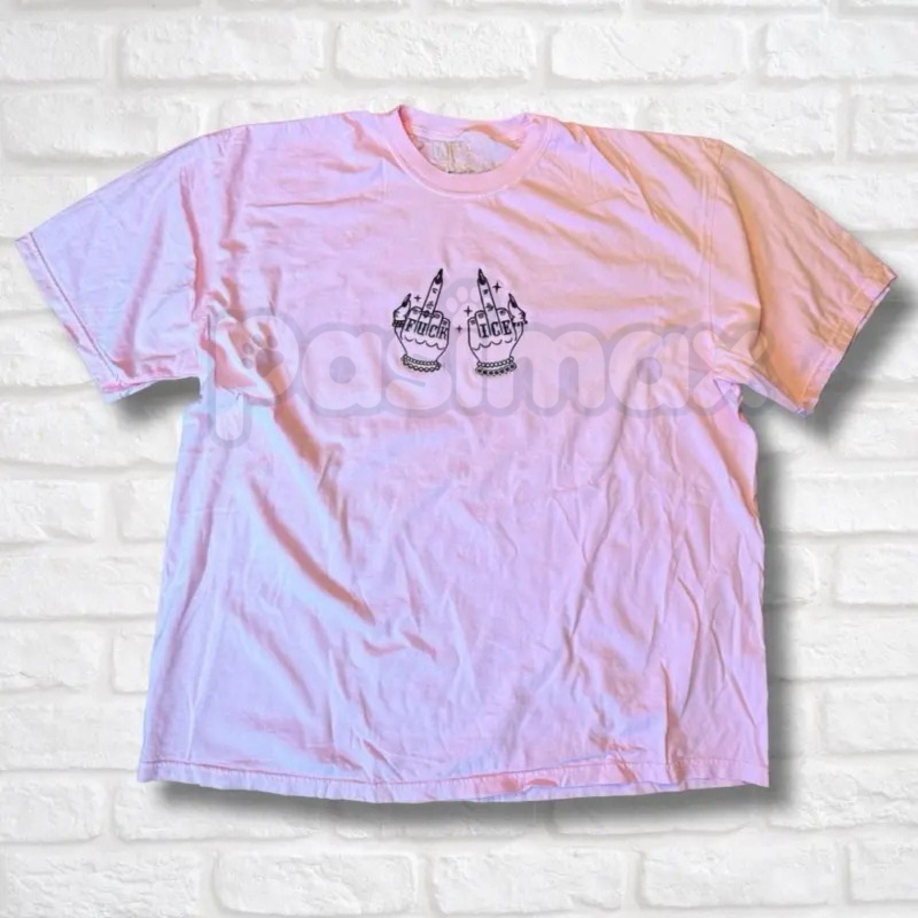 Pasimax Give ICE The Finger Embroidered Tee – Unisex T-Shirt & Baby Tee, Political Activist Apparel, Bold Statement Shirt — l