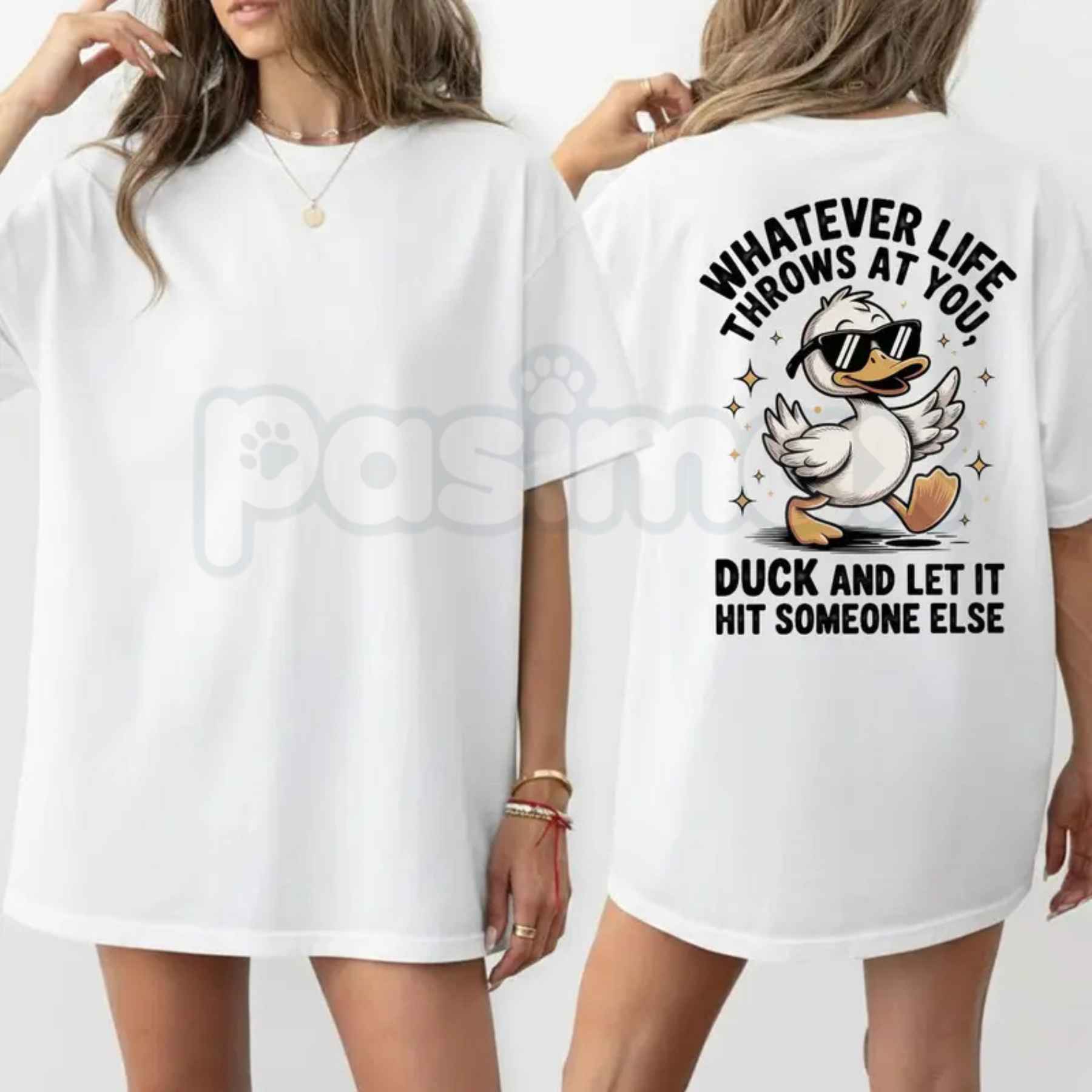Whatever Life Throws At You Duck Shirt – Funny Duck Pun Tee, Cute Sarcastic Graphic T-Shirt, Wholesome Silly Mallard Unisex Classic Cotton Shirt