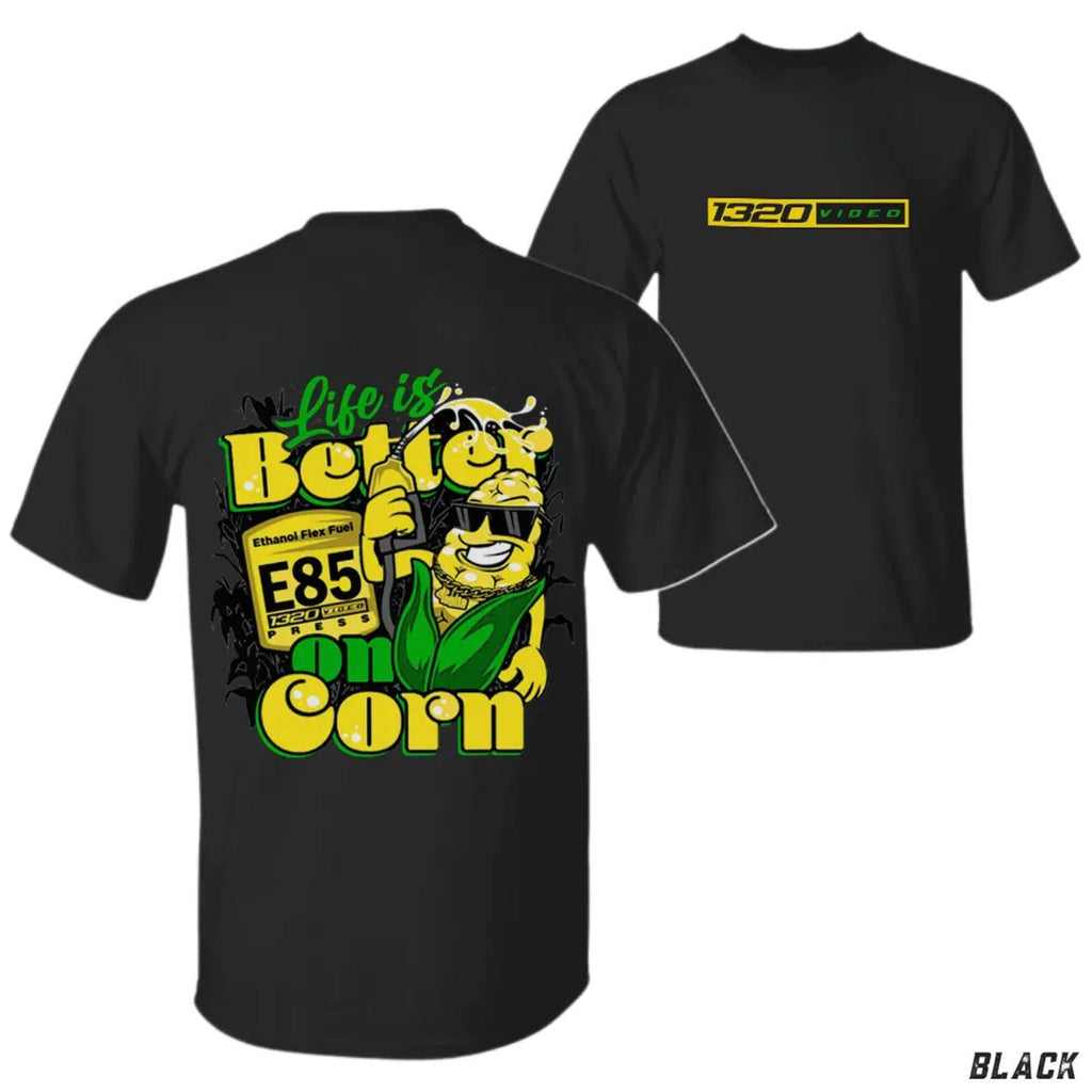 Pasimax 1320 Video "Corn Fuel" T-Shirt - Fun E85 Ethanol Graphic Tee, Street Racing Apparel — lifestyle context
