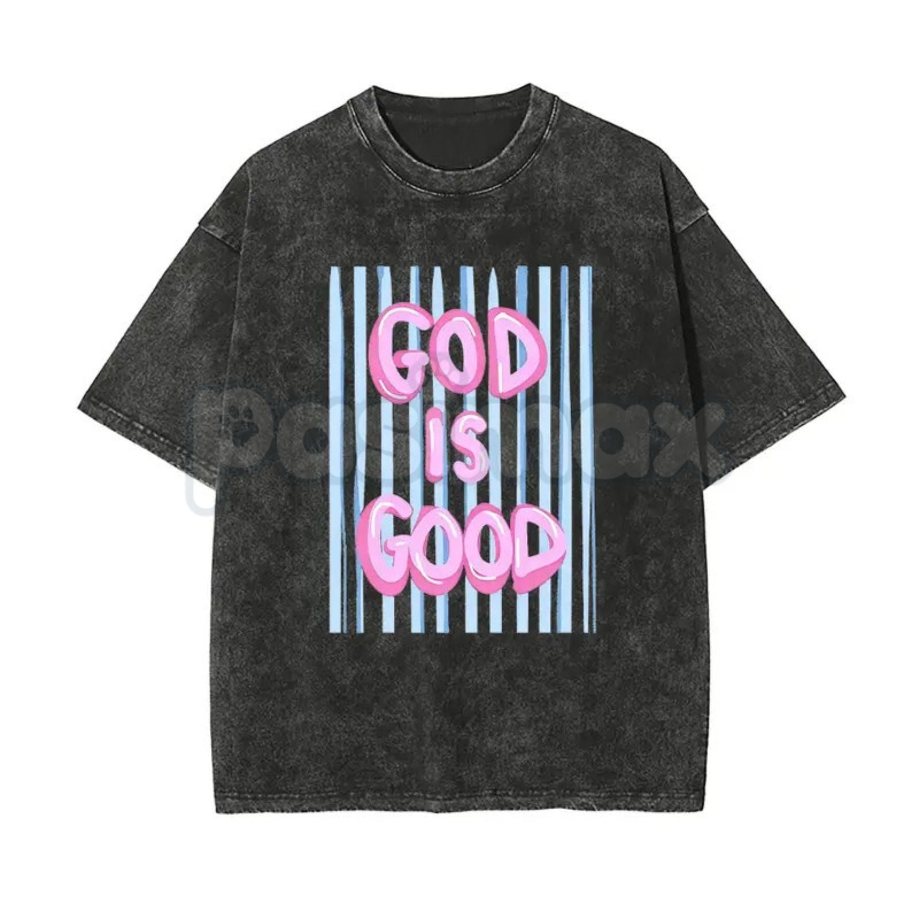 Pasimax Unisex God is Good Print Washed T-Shirt – Aesthetic Christian Faith Graphic Tee, Retro Faith-Based Oversized Top — li