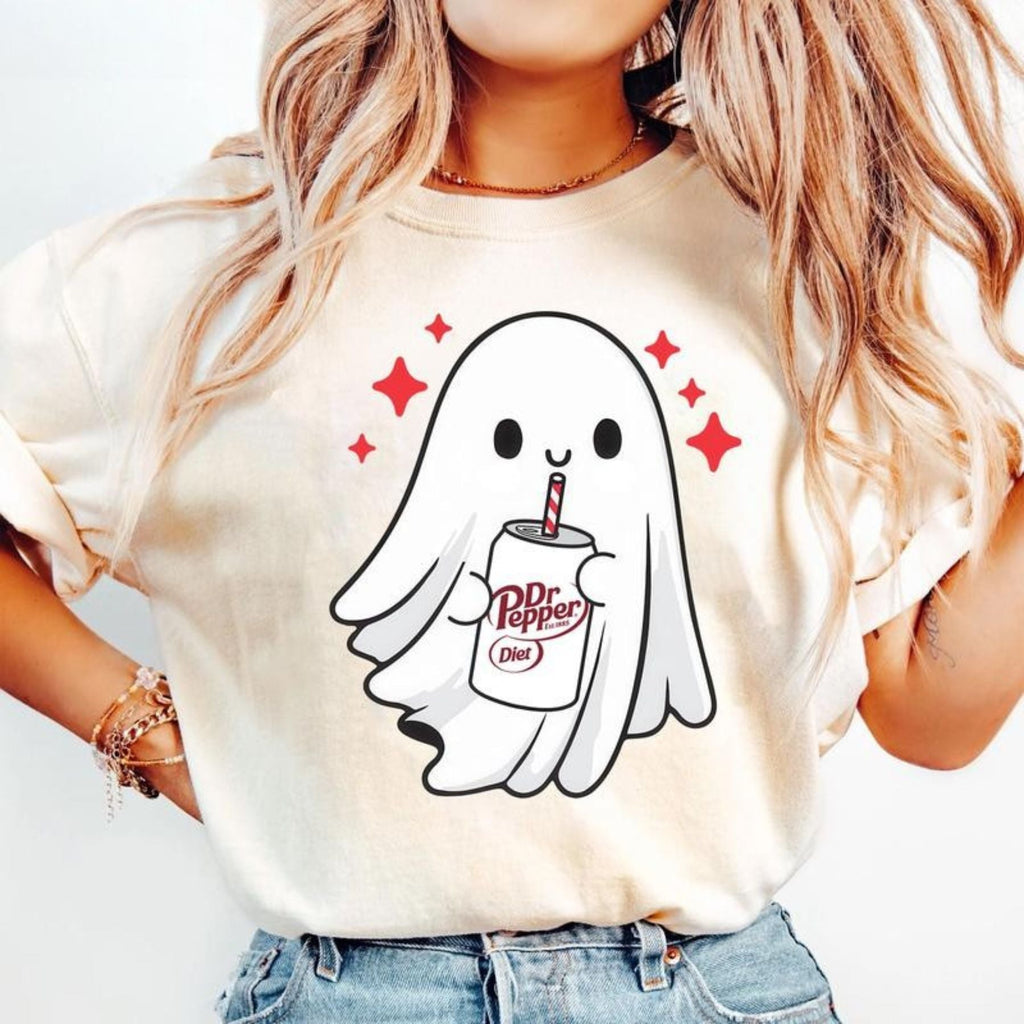 Pasimax Funny Skeleton Ghost Halloween T-Shirt — detail close-up