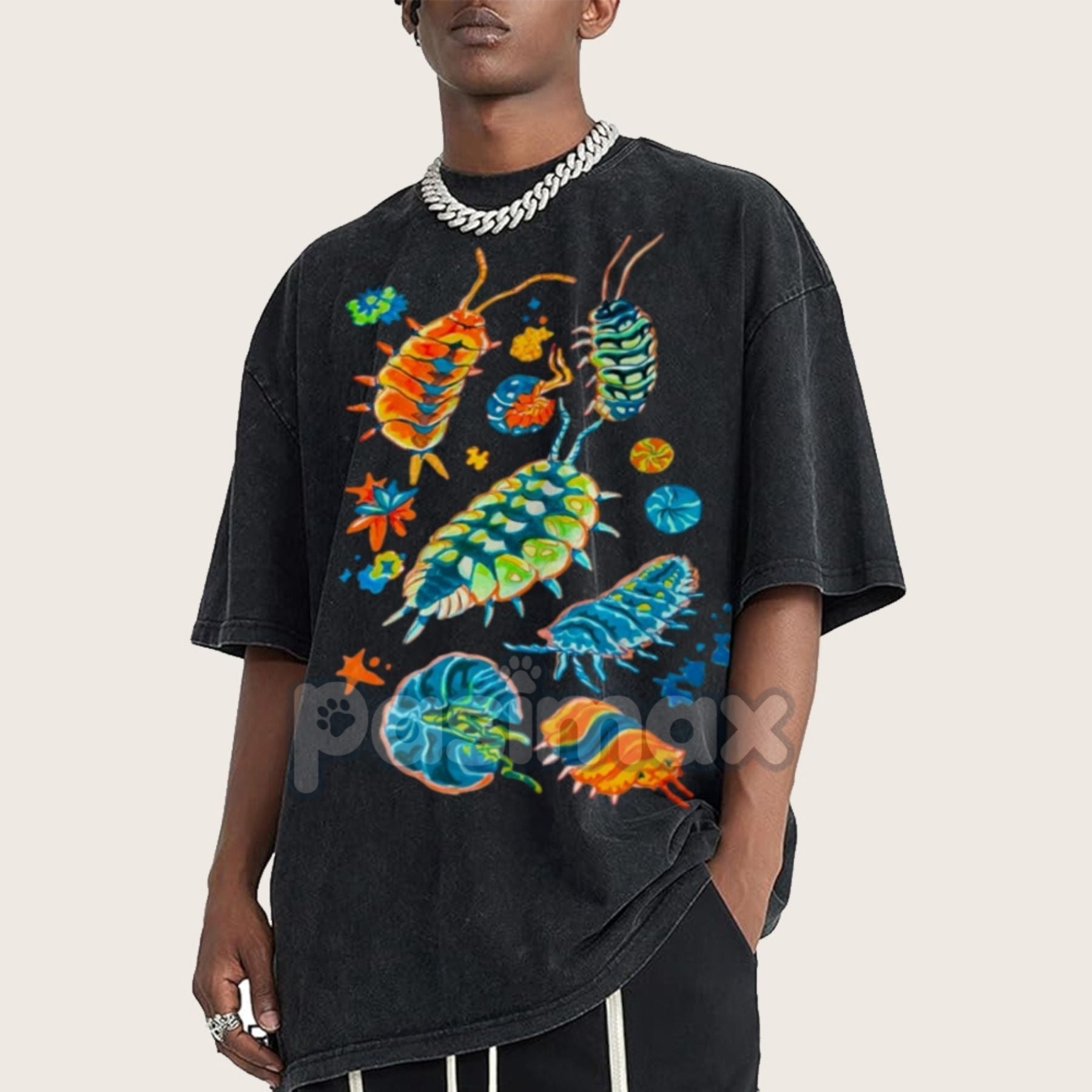 Pasimax Colorful Insects Unisex Vintage Washed Shirt — lifestyle context