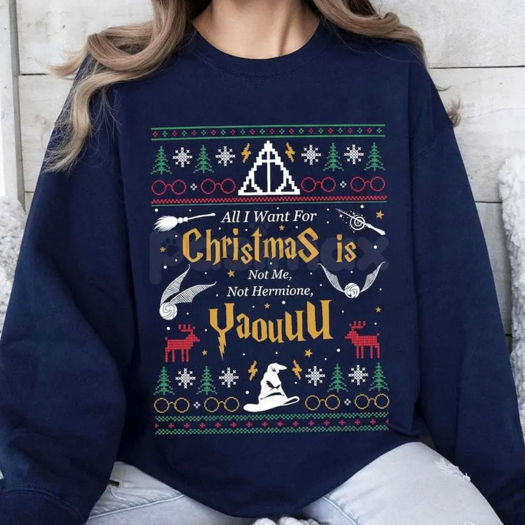 Pasimax "All I Want for Christmas Is Not Me" Ugly Sweatshirt | Funny Women Xmas Crewneck | Self-Deprecating Holiday Sweater |