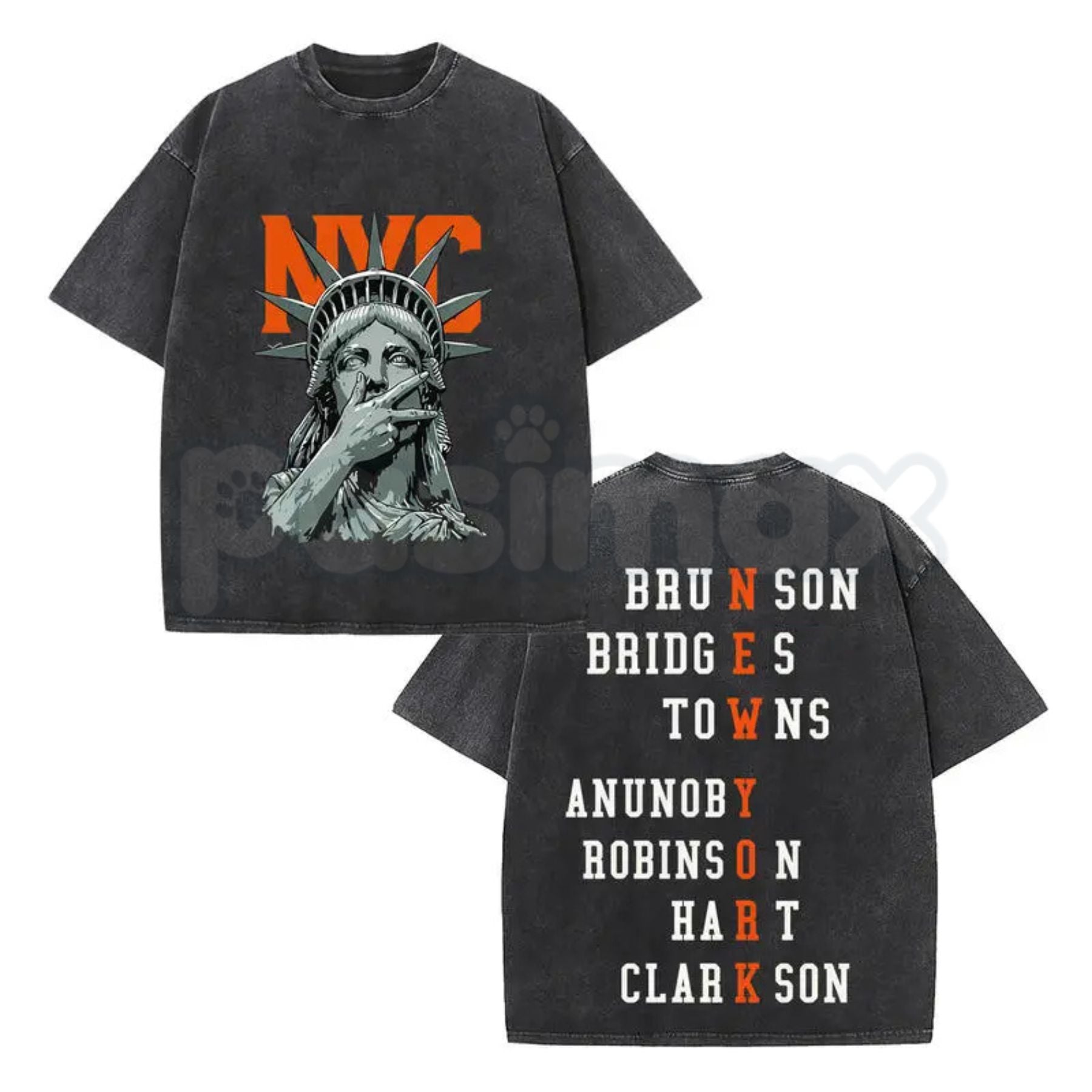 New York 2-Side Graphic T-Shirt – Retro NYC Double Printed Tee, Vintage Washed Manhattan Lightweight Cotton Streetwear Top