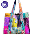 Darn Good Yarn Quilted Cotton Tote — Darn Good Yarn branding close-up