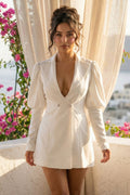 Ivory Puff Sleeve Blazer Dress