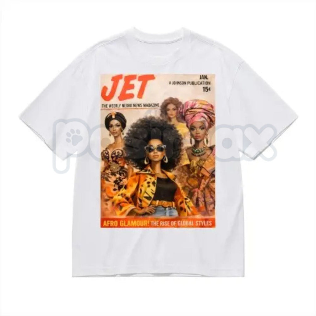 Afro Glamour Vintage Magazine Cotton T-Shirt – Retro Black Beauty Graphic Tee, Premium Melanin Pride Unisex Streetwear Shirt