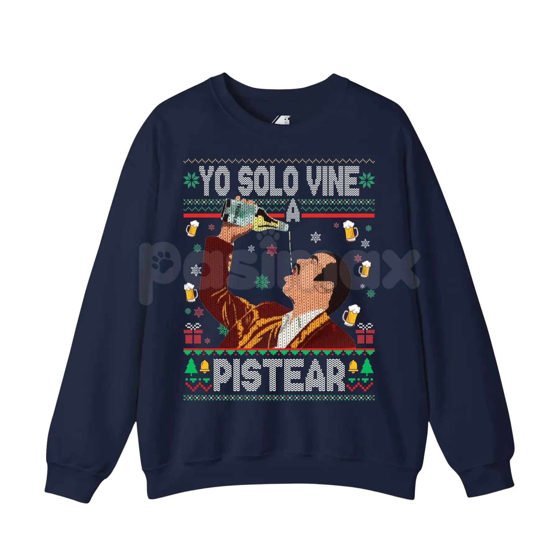 Pasimax Yo Solo Vine a Pistear Mexico Ugly Christmas Sweater | Funny Fiesta Drinking Holiday Pullover | Spanglish Party Jumpe