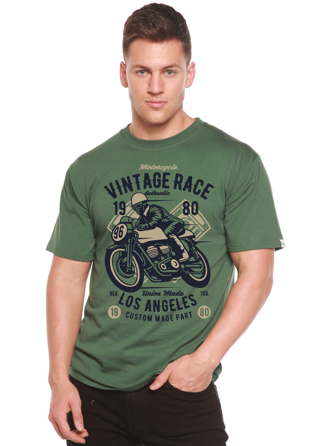 Spun Bamboo Vintage Race Spun Bamboo® Men's Bamboo Viscose/Organic Cotton Short Sleeve Graphic T-Shirt — side view