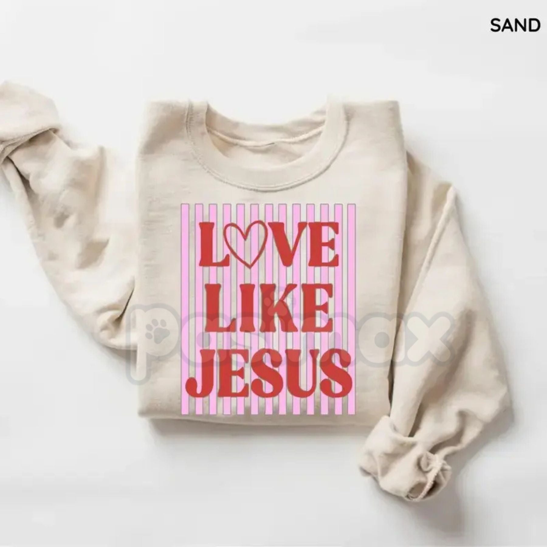 Pasimax Love Like Jesus Sweatshirt | Trendy Preppy Pink & Red Valentine Shirt | Christian Valentine's Day Crewneck | Jesus Lo