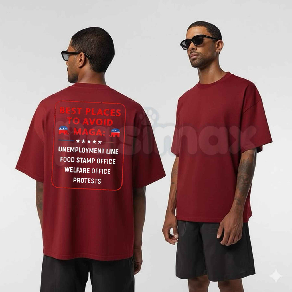 Best Places To Avoid MAGA T Shirt – Funny Liberal Political Satire Tee, Sarcastic Democrat Anti MAGA Unisex Classic Vintage Cotton Shirt