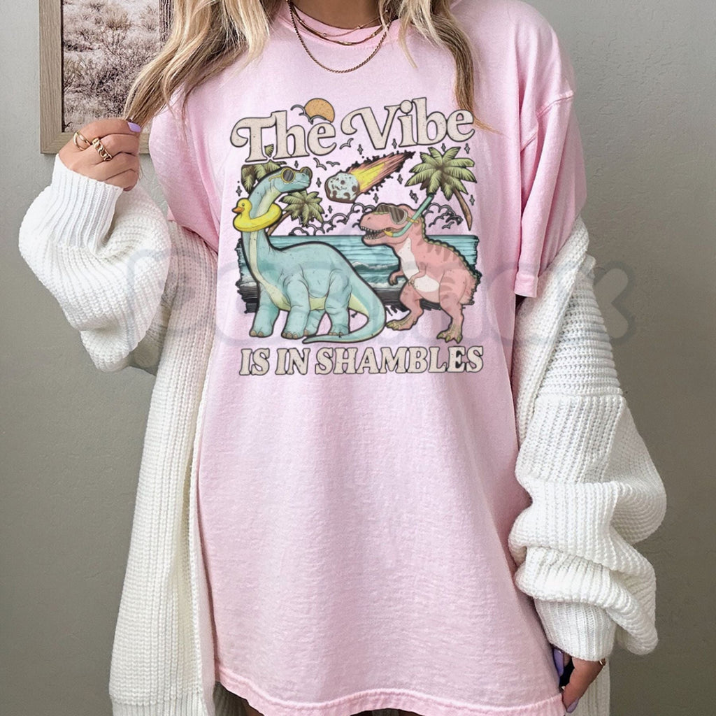 "The Vibe Is In Shambles" T-Shirt – Funny Relatable Quote Graphic Tee, Remastered Heavy Cotton Chaos Statement Top, Soft Lived-In Heavyweight Mood Shirt, Made in USA