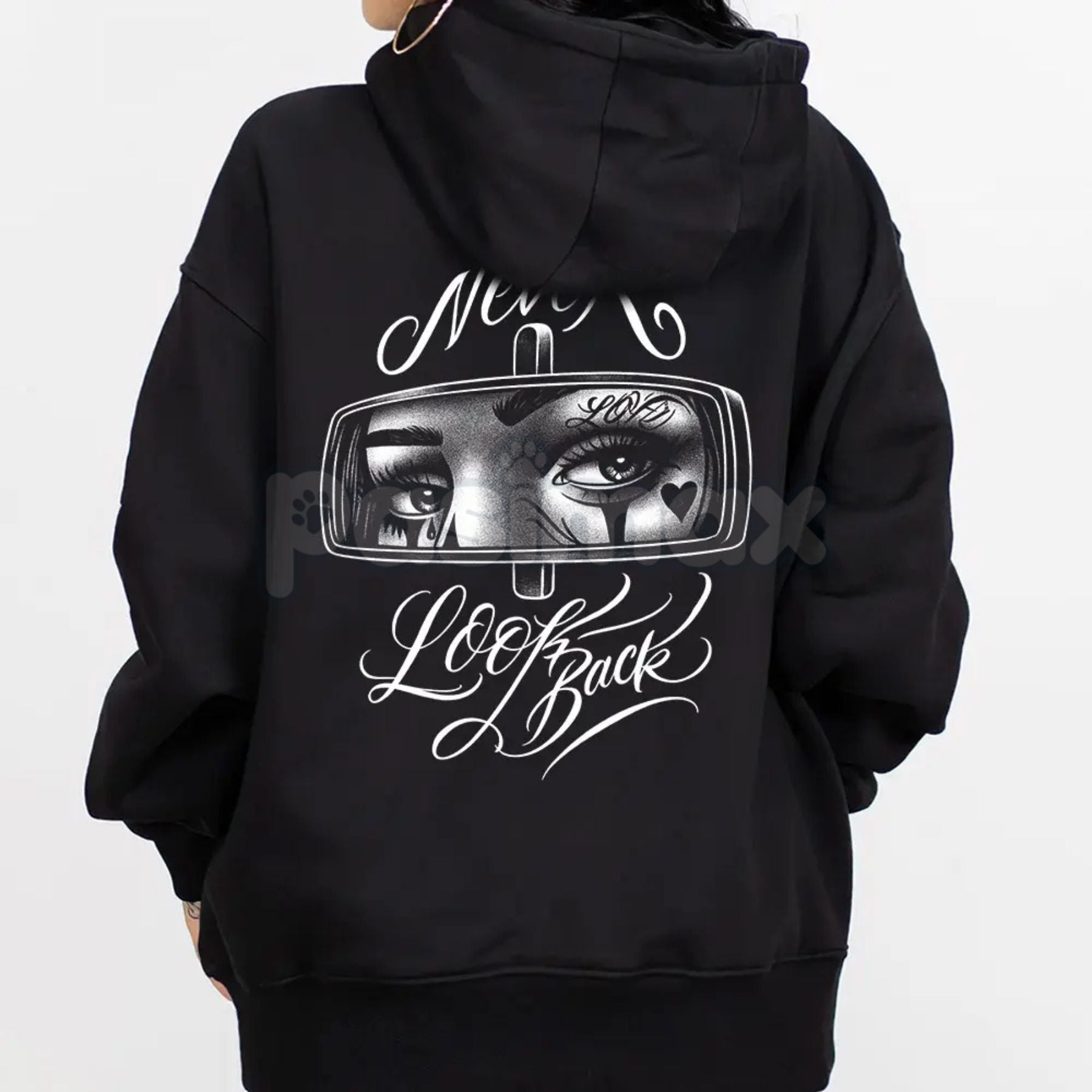Pasimax Never and Look Art Chicano Hoodie | Lowrider Cholo Gangster Streetwear | Men's Cotton Fabric — lifestyle context