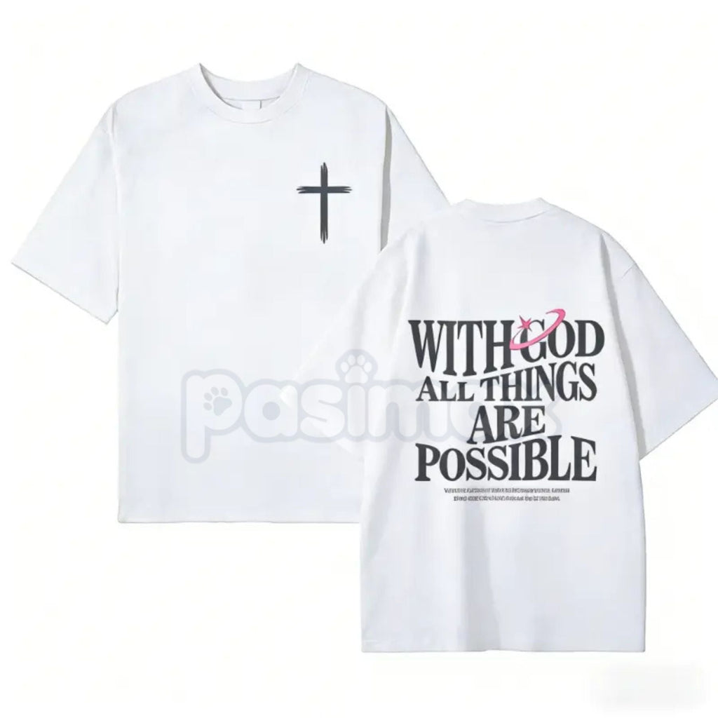 Pasimax "With God All Things Are Possible" Men's Christian T-Shirt - Bible Verse Matthew 19:26 Graphic Tee, Premium 100% Cott