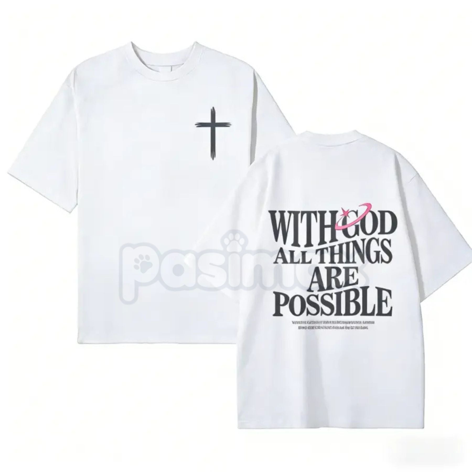 Pasimax "With God All Things Are Possible" Men's Christian T-Shirt - Bible Verse Matthew 19:26 Graphic Tee, Premium 100% Cott