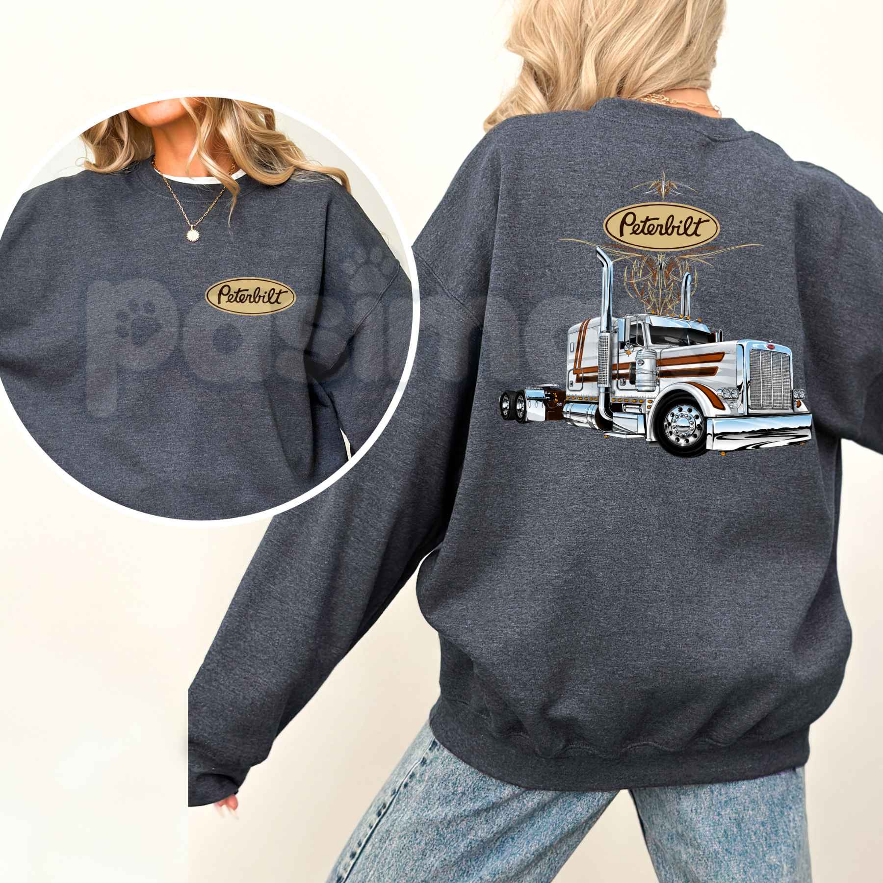 Classic Peterbilt Truck Sweatshirt | Vintage Diesel Graphic Crewneck