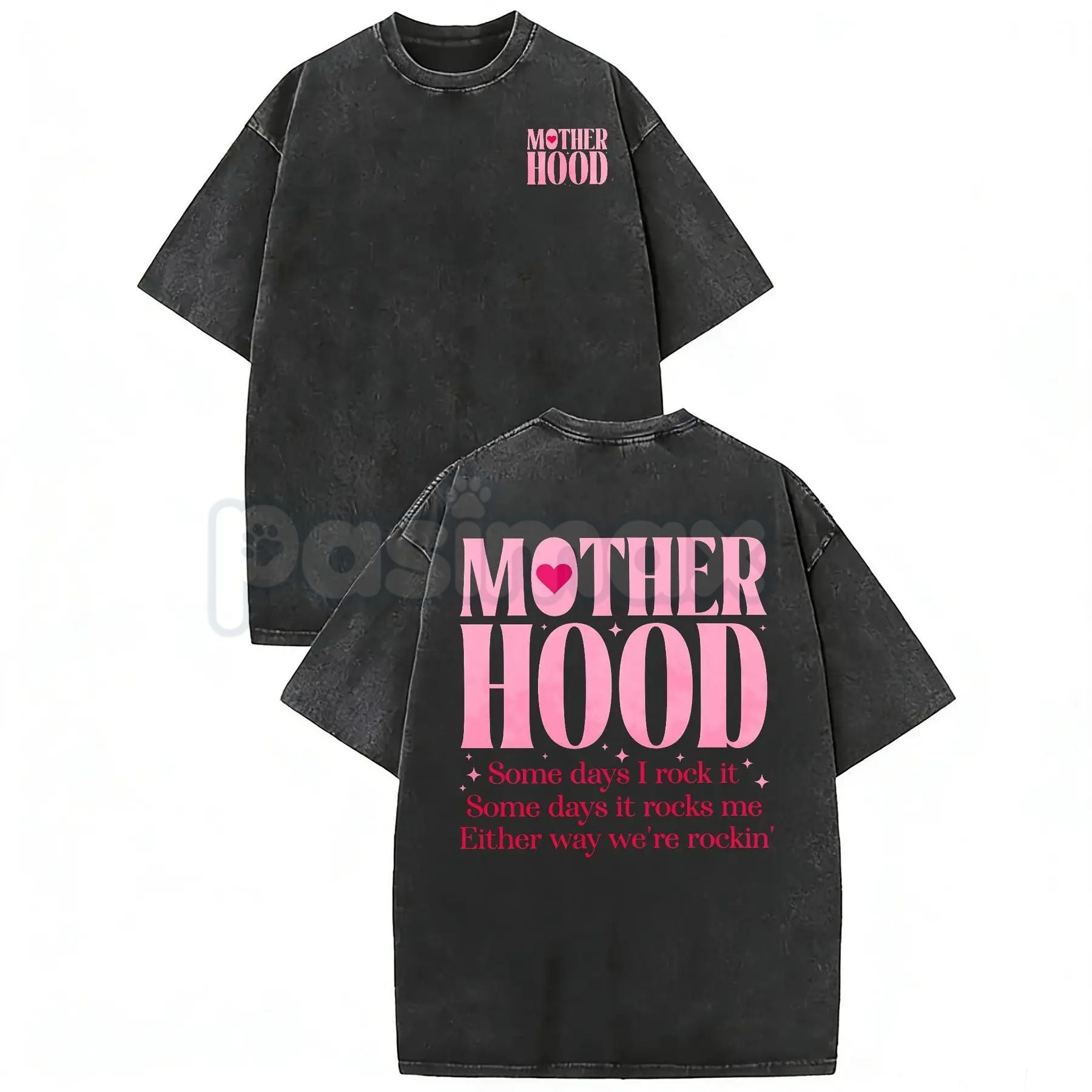 Pasimax Motherhood Vintage Washed Tee – Aesthetic Minimalist Mom Life Graphic T-Shirt — lifestyle context