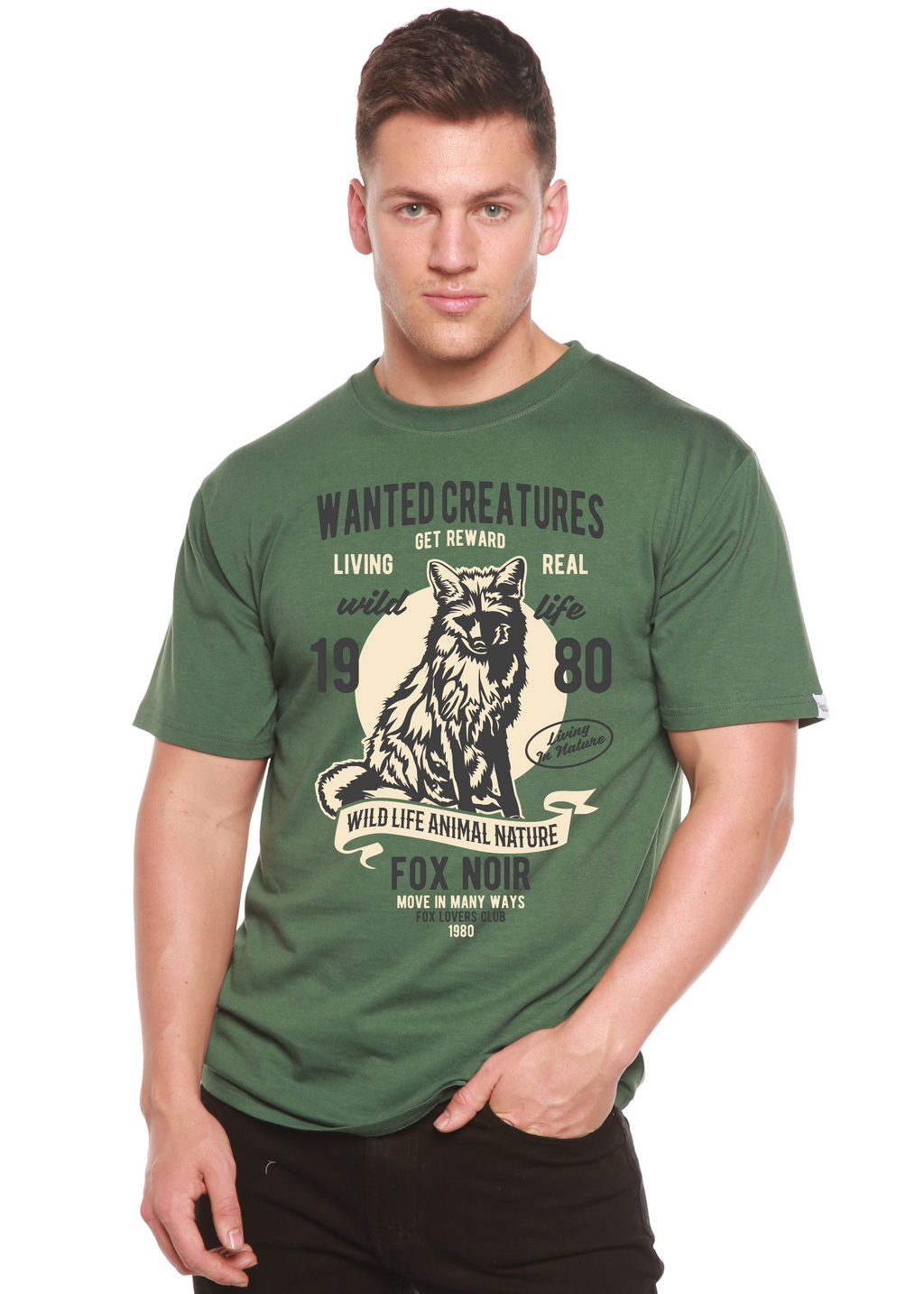 Spun Bamboo Wanted Creature Spun Bamboo® Men's Bamboo Viscose/Organic Cotton Short Sleeve Graphic T-Shirt — main product shot