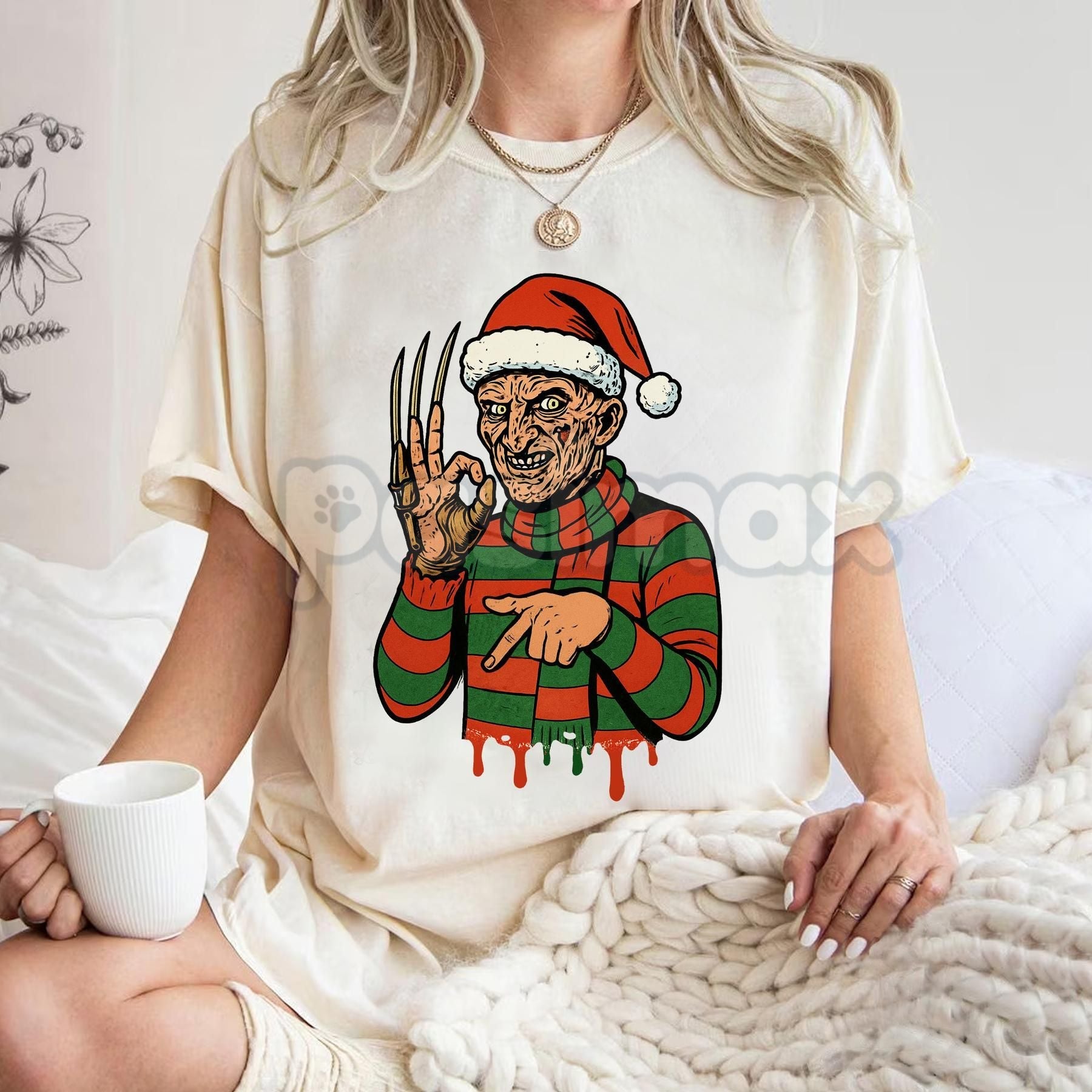 Pasimax Merry Creepmas "Six Seven" Hand Sign T-Shirt - Funny Christmas 6 7 Tee, Dark Humor Holiday Apparel — lifestyle contex