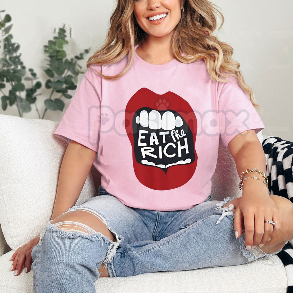 Pasimax "Eat The Rich" Graphic T-Shirt - Anti-Capitalist Protest Tee, Funny Subversive Streetwear Shirt, Sarcastic Political 
