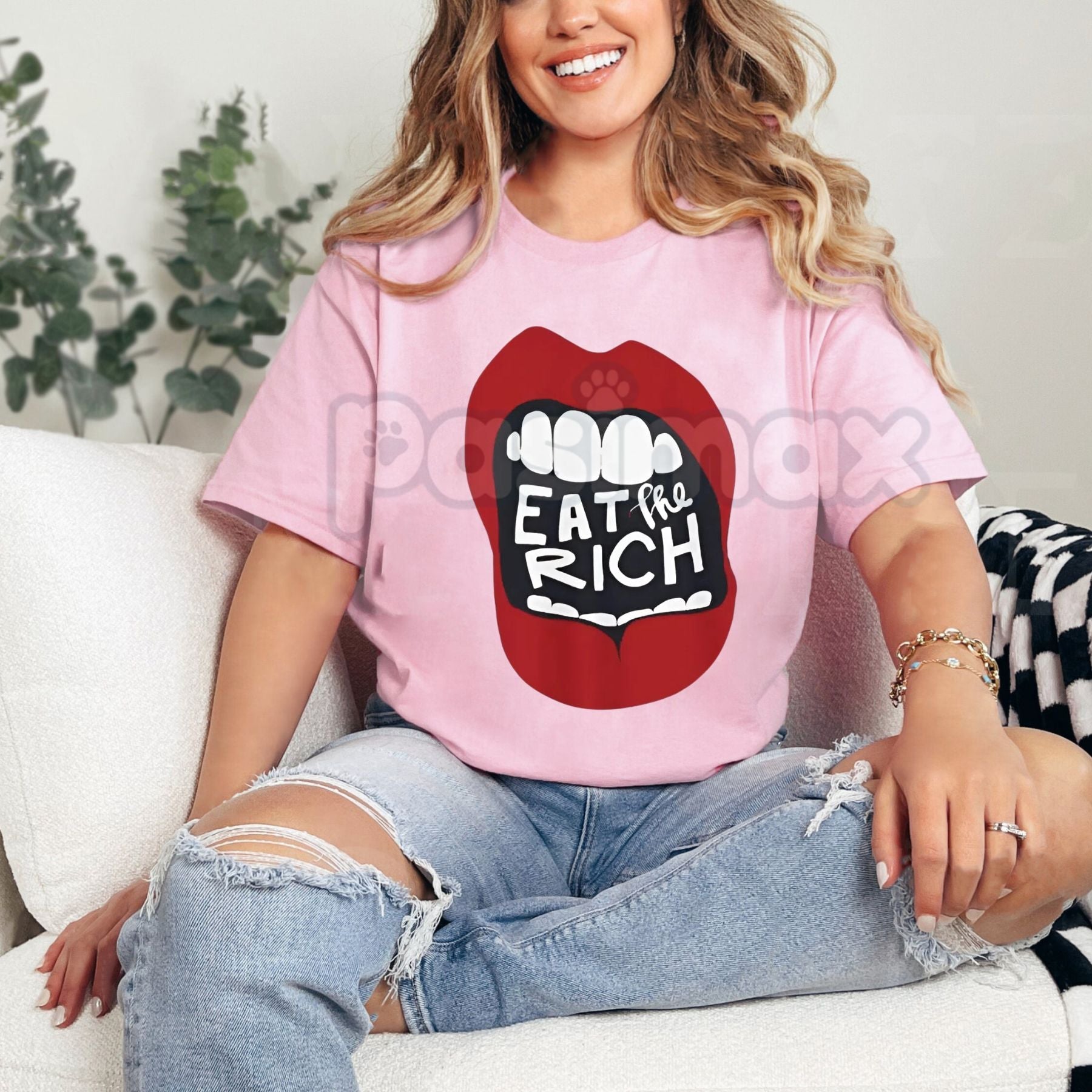 Pasimax "Eat The Rich" Graphic T-Shirt - Anti-Capitalist Protest Tee, Funny Subversive Streetwear Shirt, Sarcastic Political 