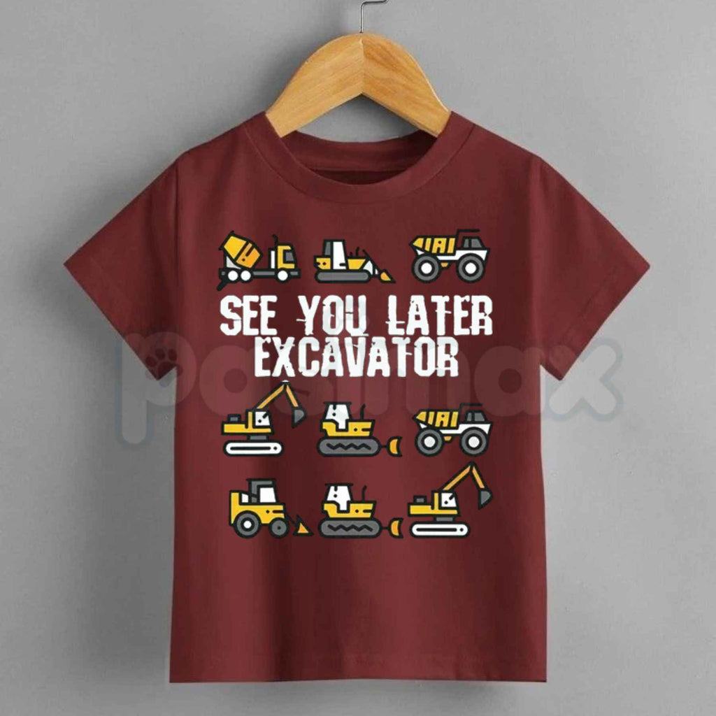 See You Later Excavator Graphic T-Shirt – Funny Construction Kids Cotton Tee