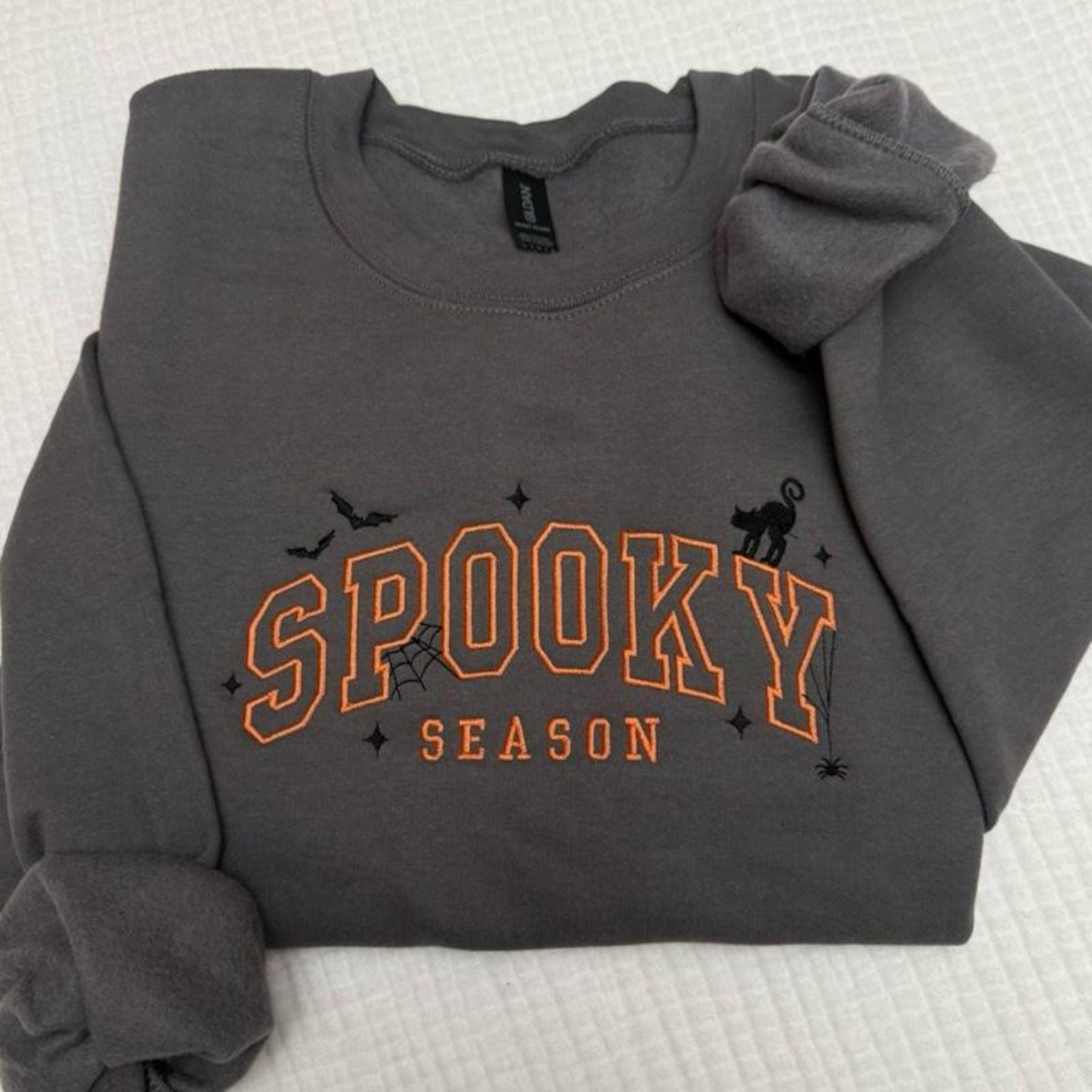 Pasimax Spooky Season Halloween Cat Bats Spiderweb Embroidered Spooky Season — lifestyle context