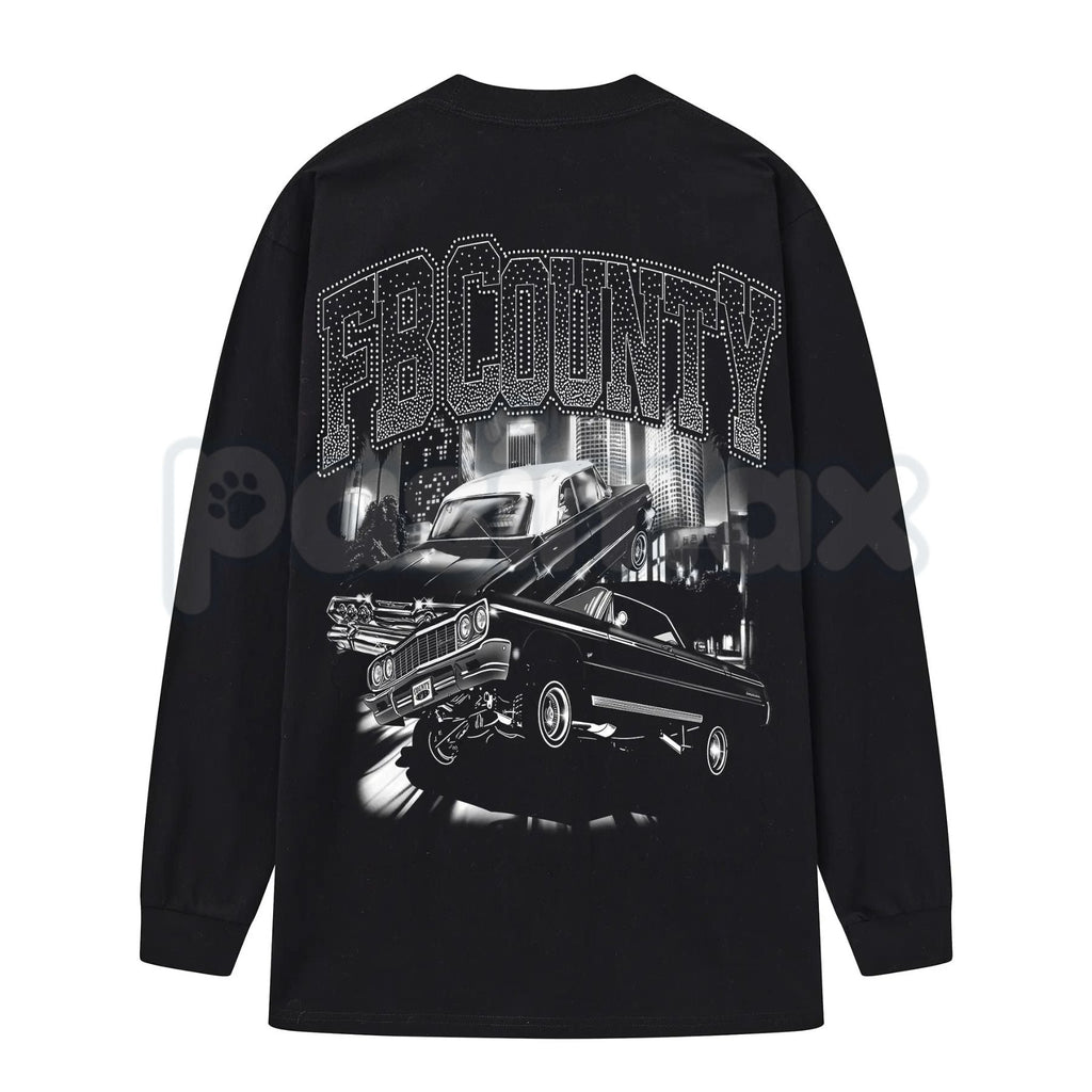 FB County Graphic Long Sleeve Tee – Authentic West Coast Streetwear, Premium Gildan 5400 Heavy Cotton Long Sleeve