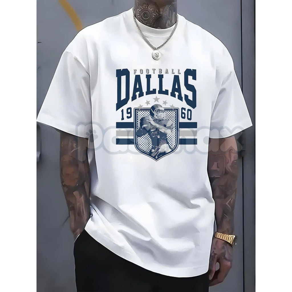 Pasimax Dallas 1950s Football Graphic Men's T-Shirt - Retro Texas Sports Tee, Vintage Pro Football History Apparel, Classic D