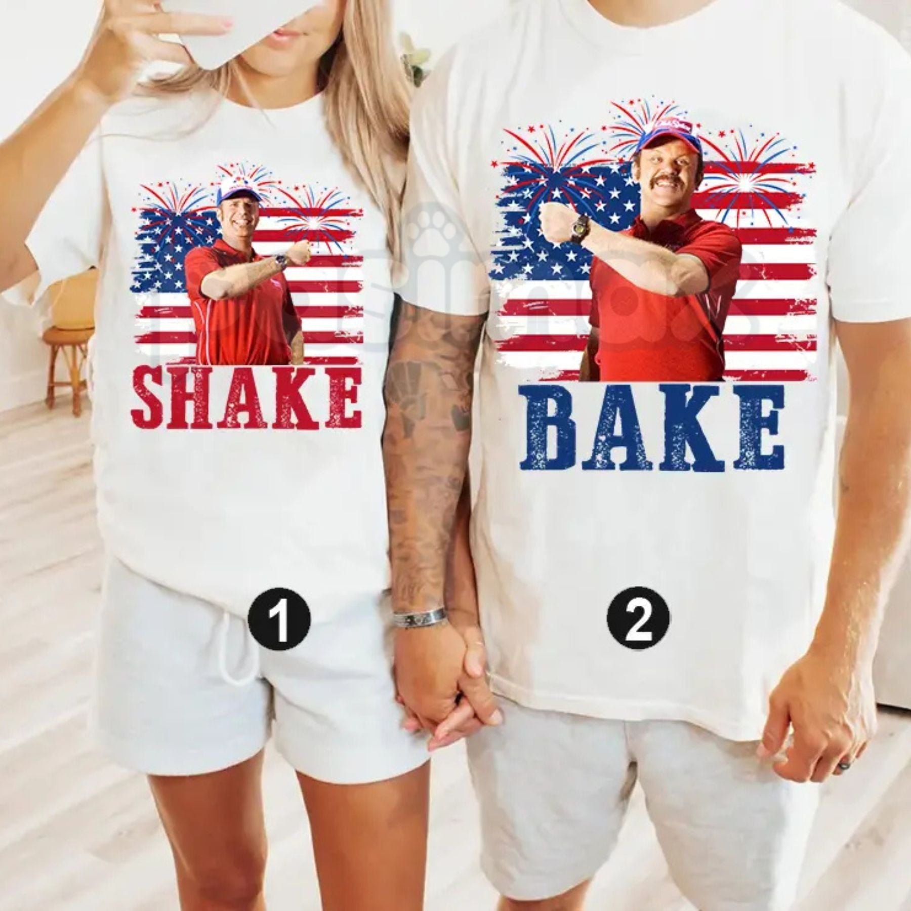 Funny "Shake and Bake" 4th of July T-Shirt – Couples Independence Day Matching Novelty Graphic Tee