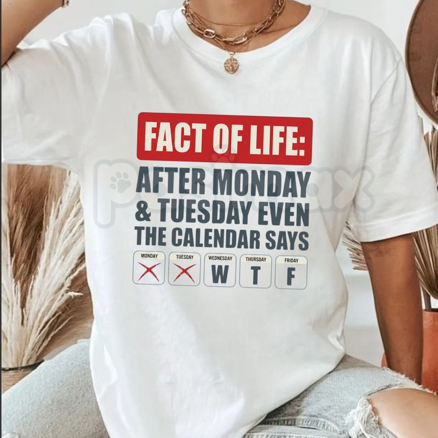 Funny "Fact Of Life WTF Calendar" T-Shirt – Sarcastic Workweek Humorous Graphic Tee