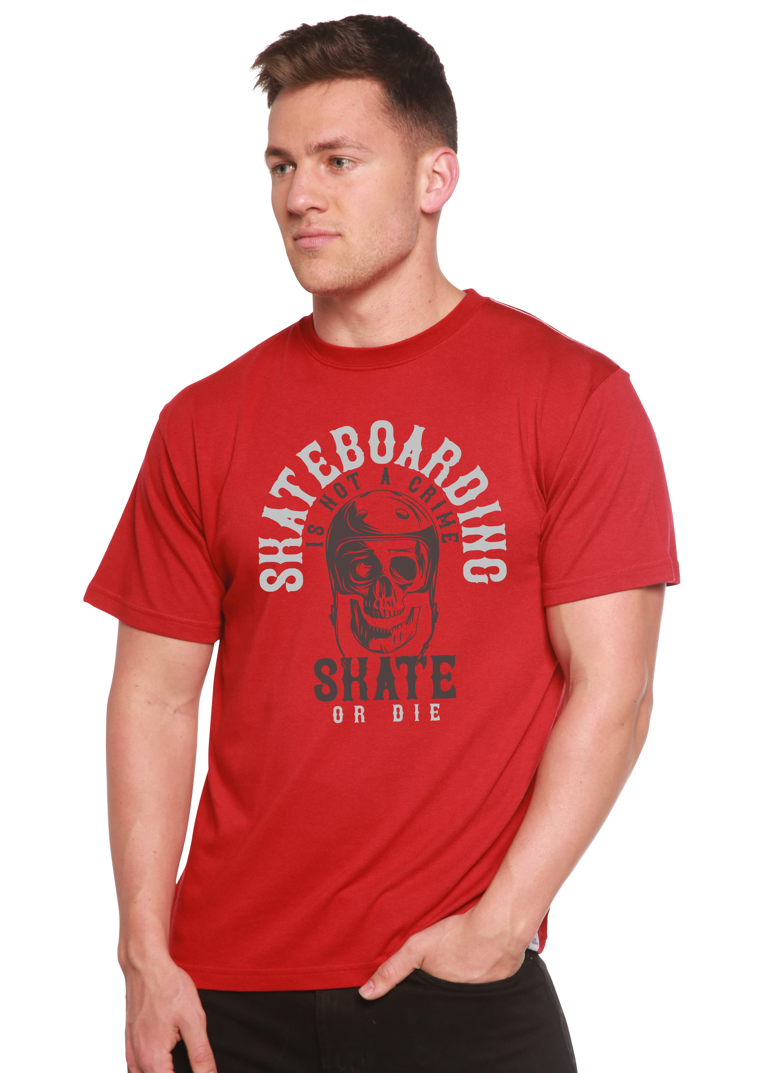 Spun Bamboo Skate Boarding Men's Bamboo Viscose/Organic Cotton Short Sleeve Graphic T-Shirt — back view