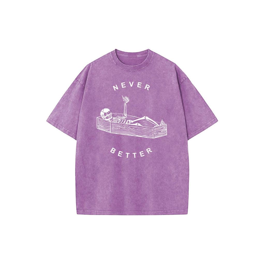Pasimax "Never Better" Skeleton Round Neck Acid Washed T-Shirt — lifestyle context