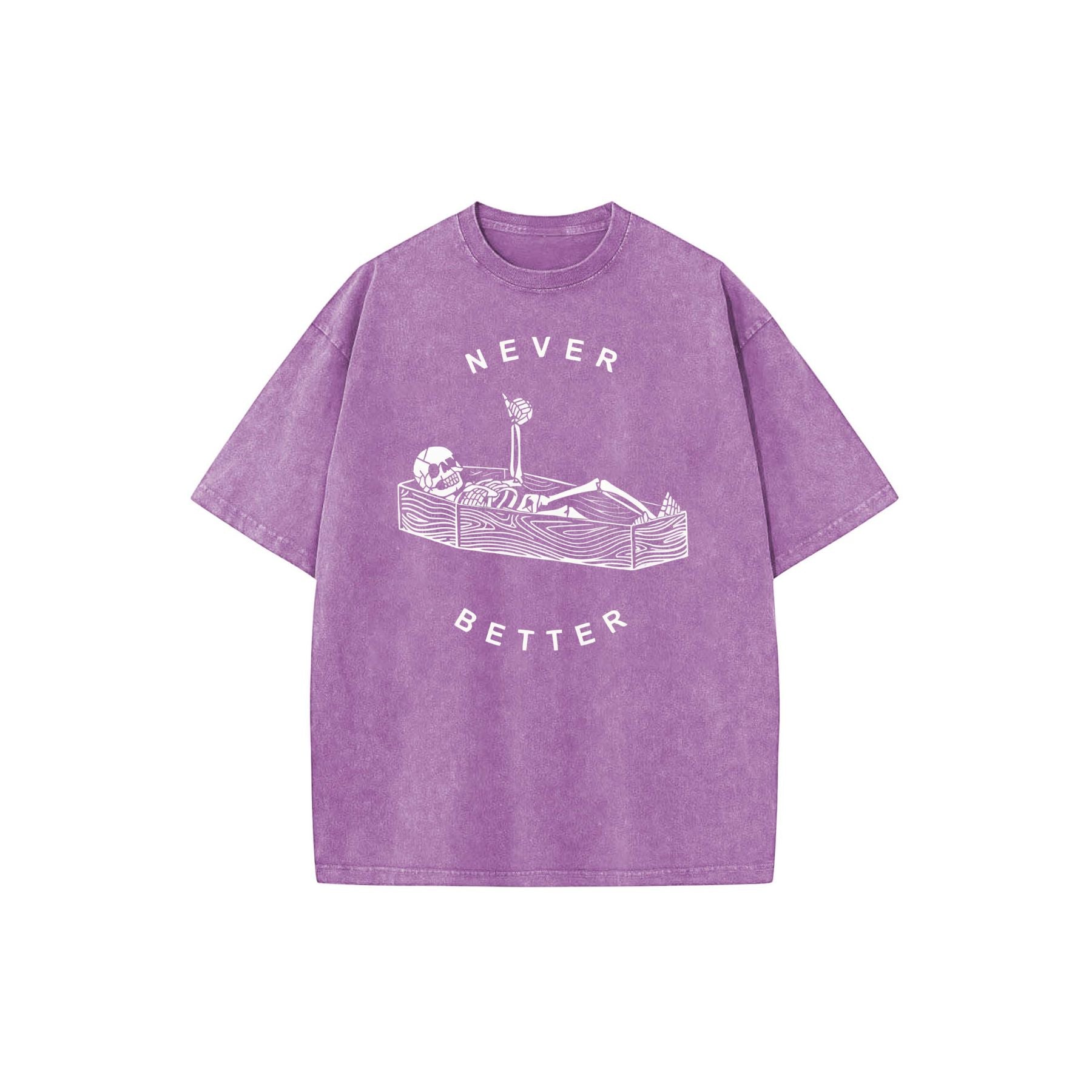 Pasimax "Never Better" Skeleton Round Neck Acid Washed T-Shirt — lifestyle context