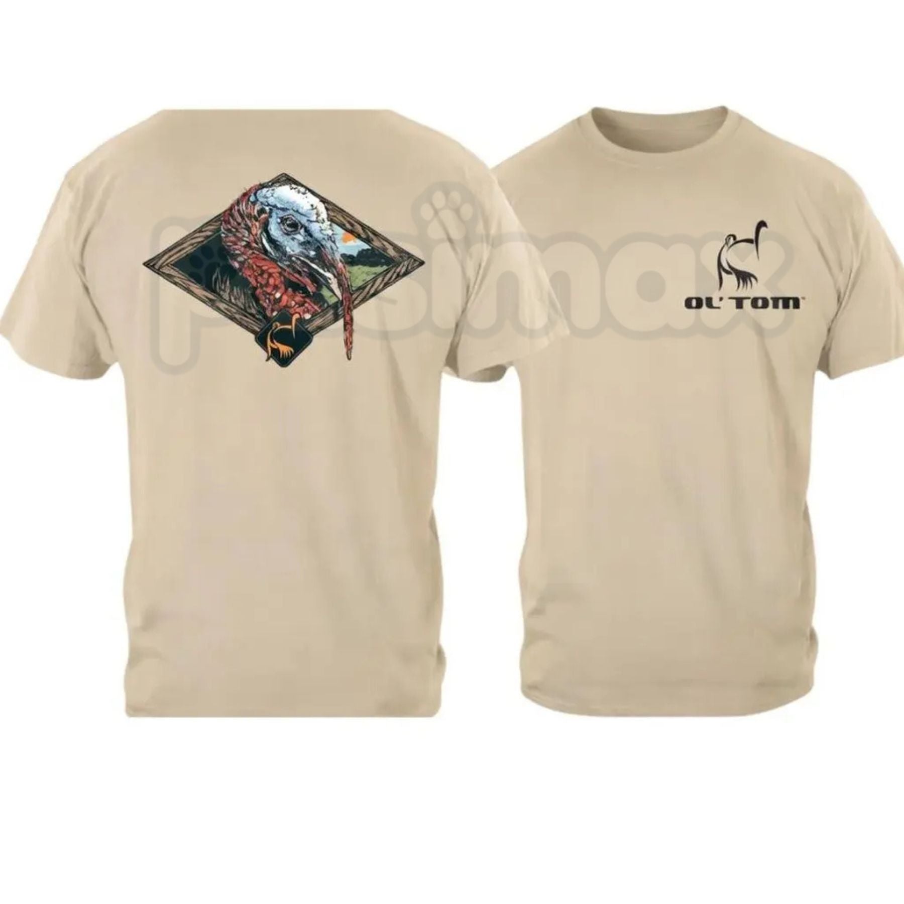 Ol’ Tom Wild Turkey Hunting T-Shirt – Vintage Wildlife Graphic Tee, Premium 100% Cotton Hunter Gift Idea, Soft Lived-In Heavyweight Outdoor Camo Style Top, Made in USA