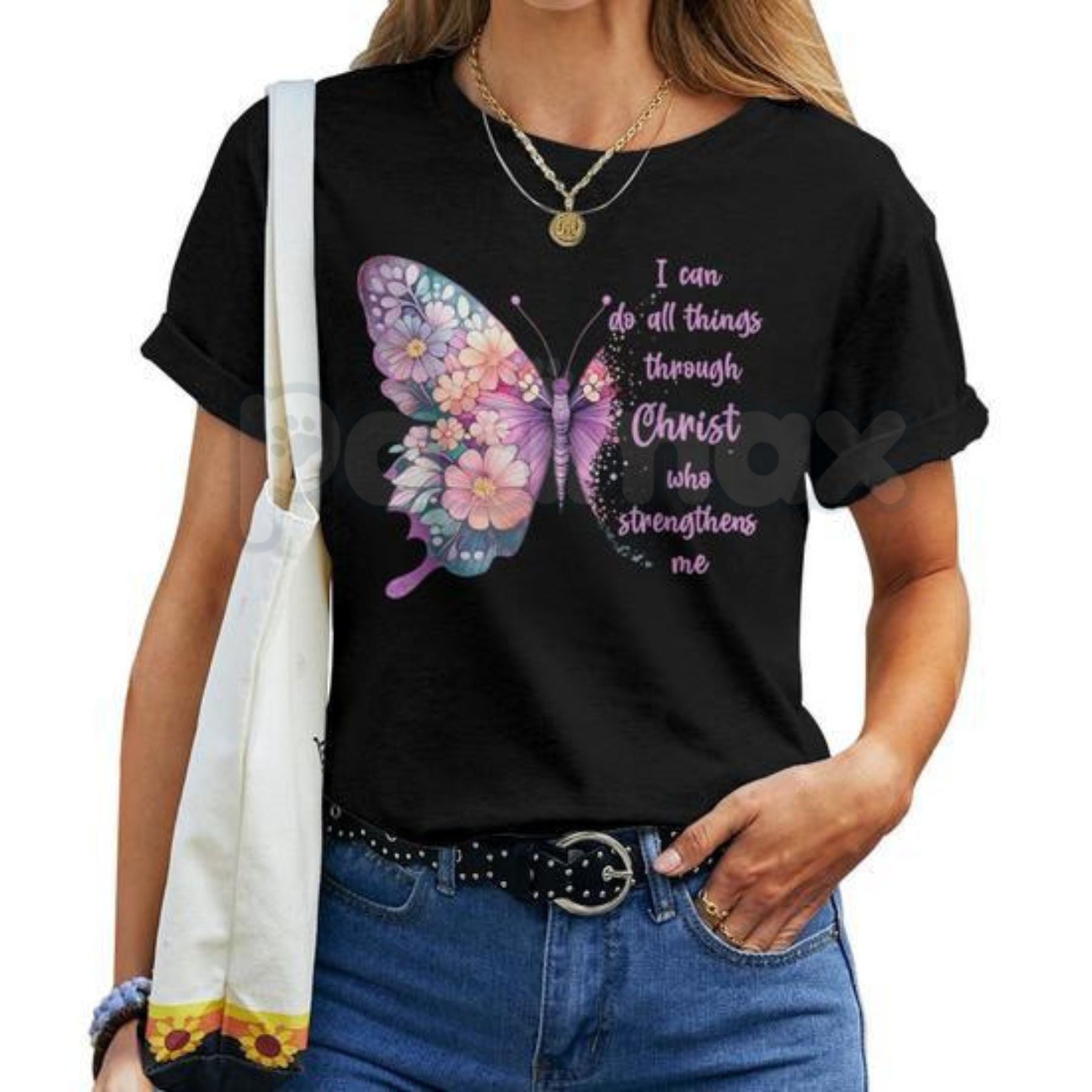 "I Can Do All Things Through Christ" Butterfly T-Shirt – Christian Scripture Faith Graphic Tee