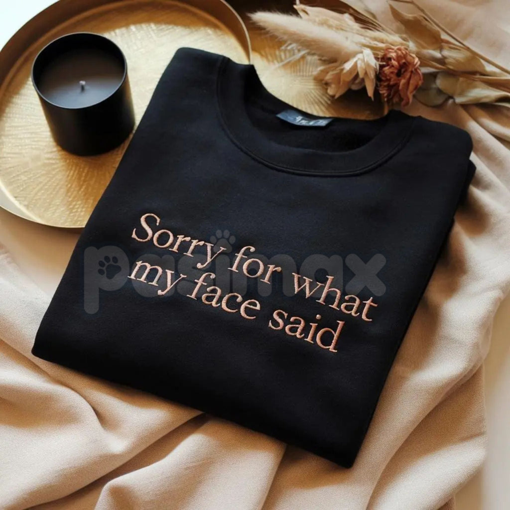 Pasimax Funny Embroidered "Sorry For What My Face Said" Sweatshirt – Sarcastic Crewneck — lifestyle context
