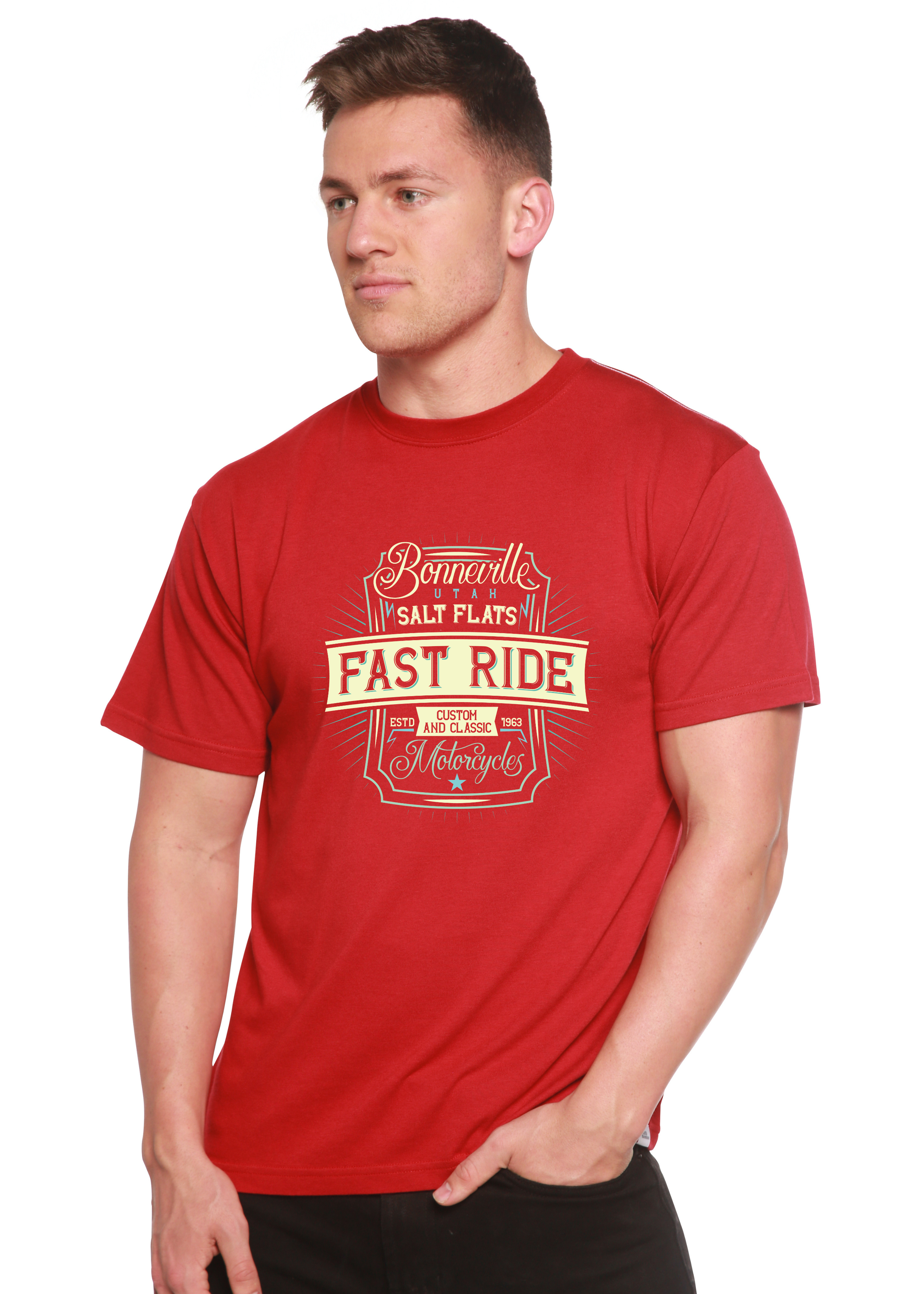 Spun Bamboo Fast Ride Men's Bamboo Viscose/Organic Cotton Short Sleeve Graphic T-Shirt — lifestyle context