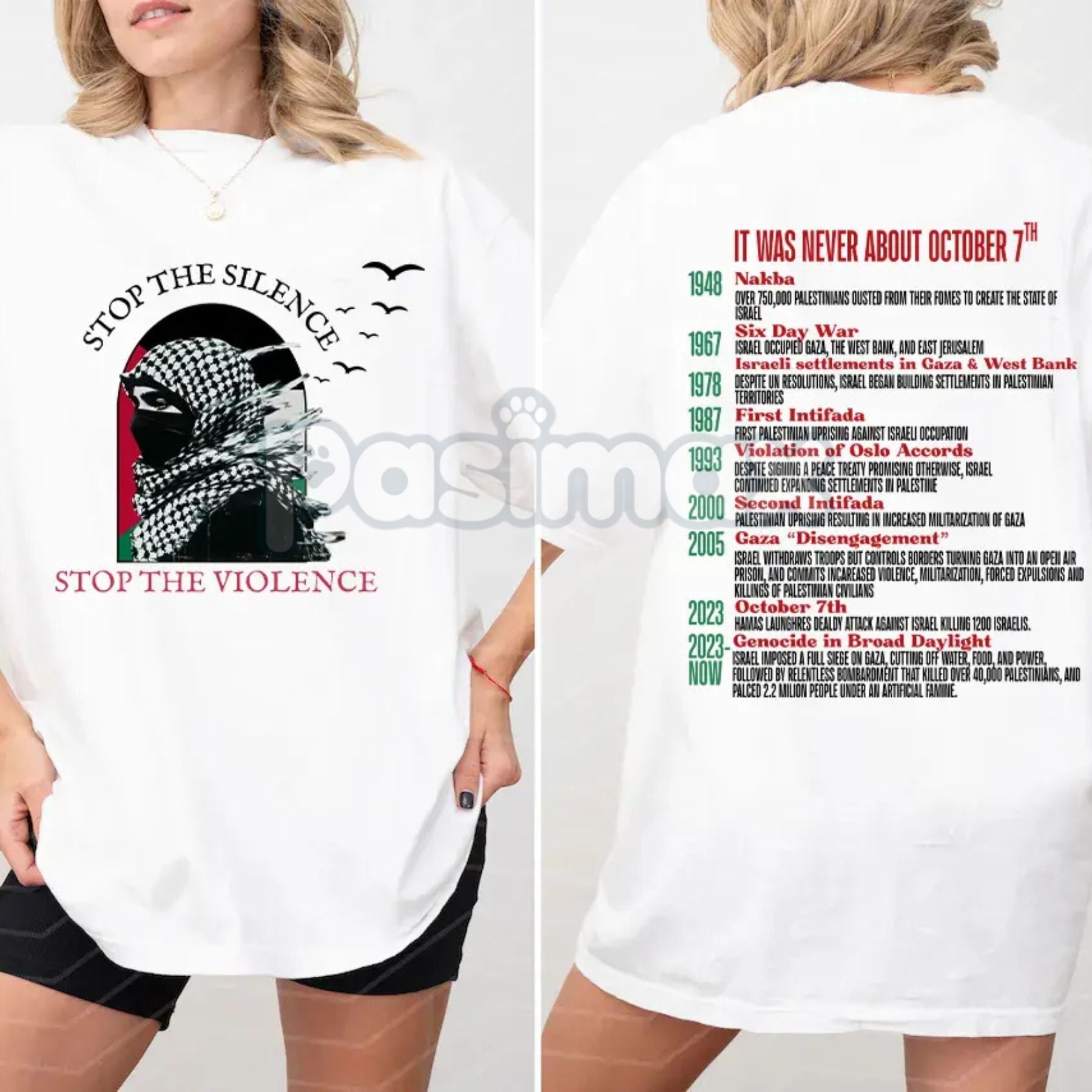 Pasimax "Stop the Silence" Human Rights T-Shirt — lifestyle context