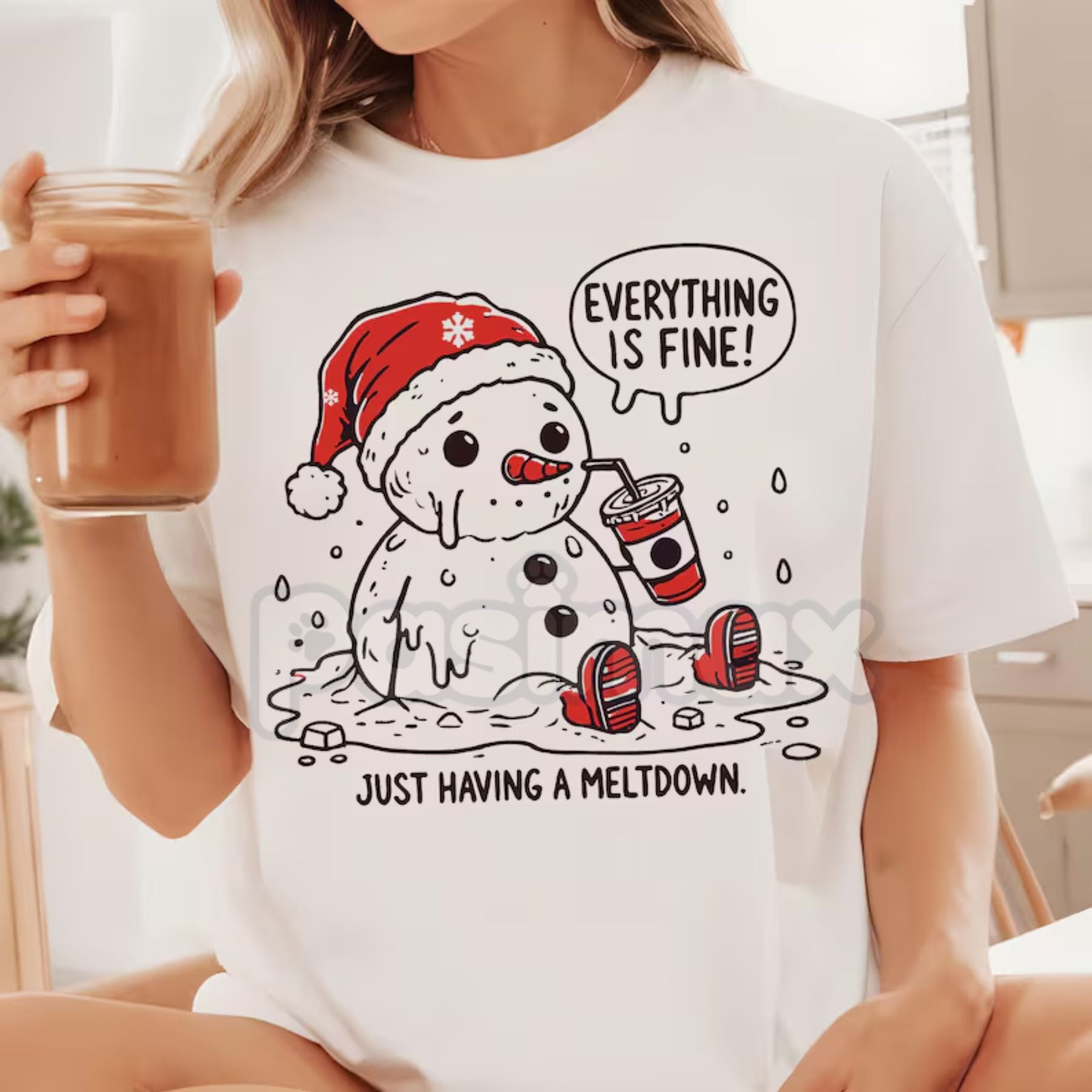 Pasimax "Everything is Fine Just Having Meltdown" T-Shirt - Funny Relatable Slogan Tee, Dark Humor Stress Apparel, Ironic Sta