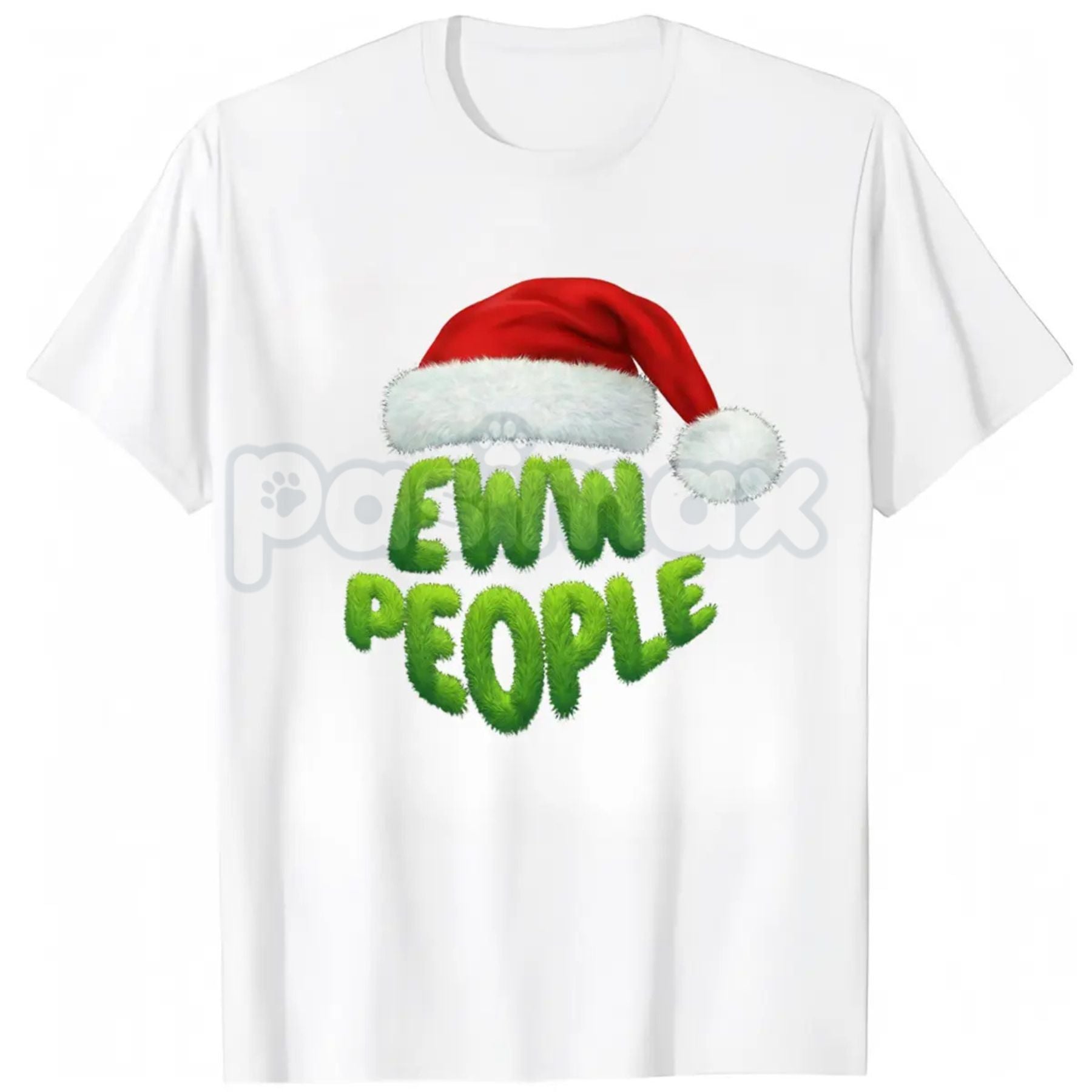 Pasimax Merry Christmas T-Shirt - Black "Ewww" People with Santa Hats - Funny Introvert Holiday Slogan Tee, Sarcastic Anti-So