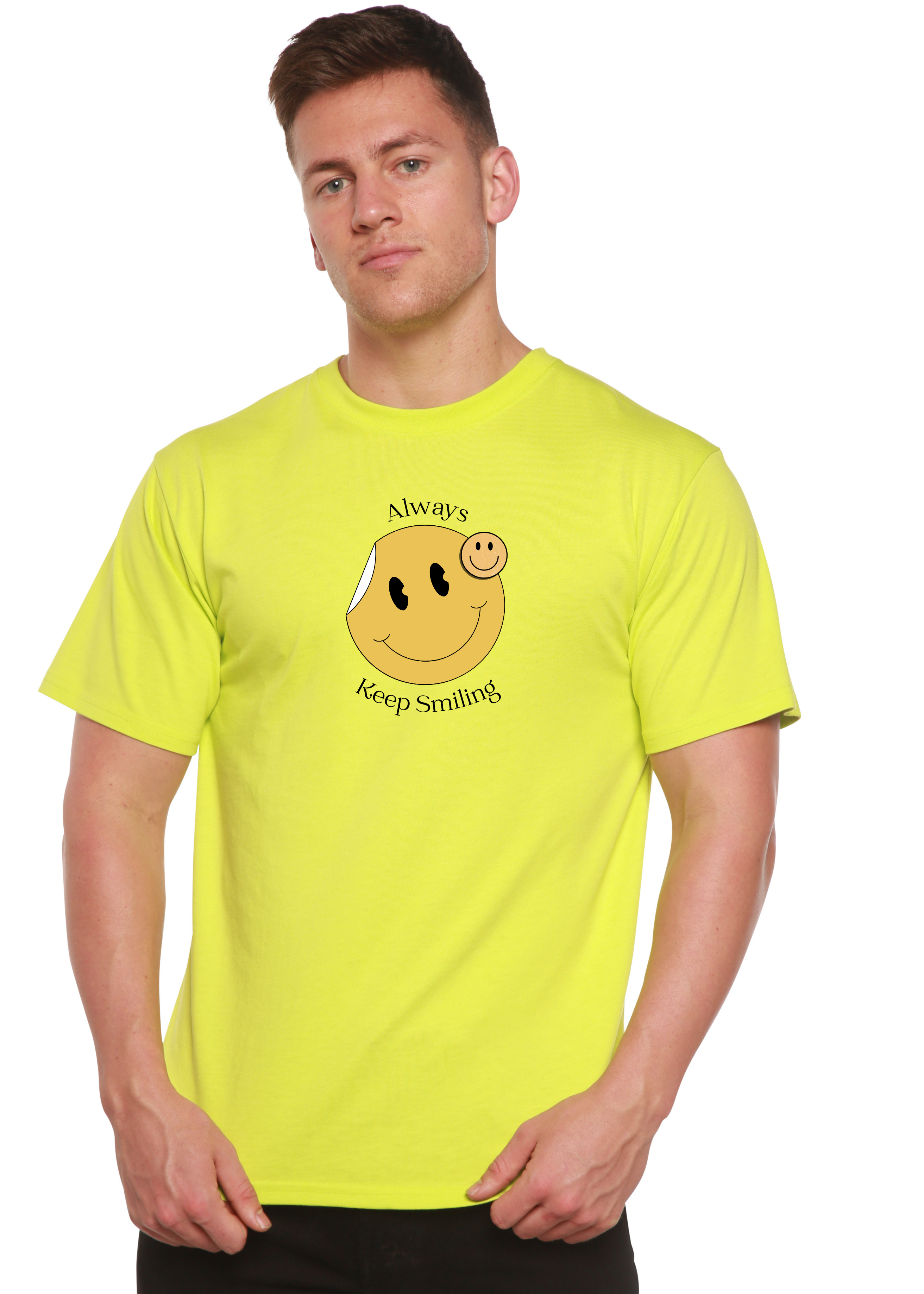 Spun Bamboo Always Keep Smiling Men's Bamboo Viscose/Organic Cotton Short Sleeve Graphic T-Shirt — alternative angle
